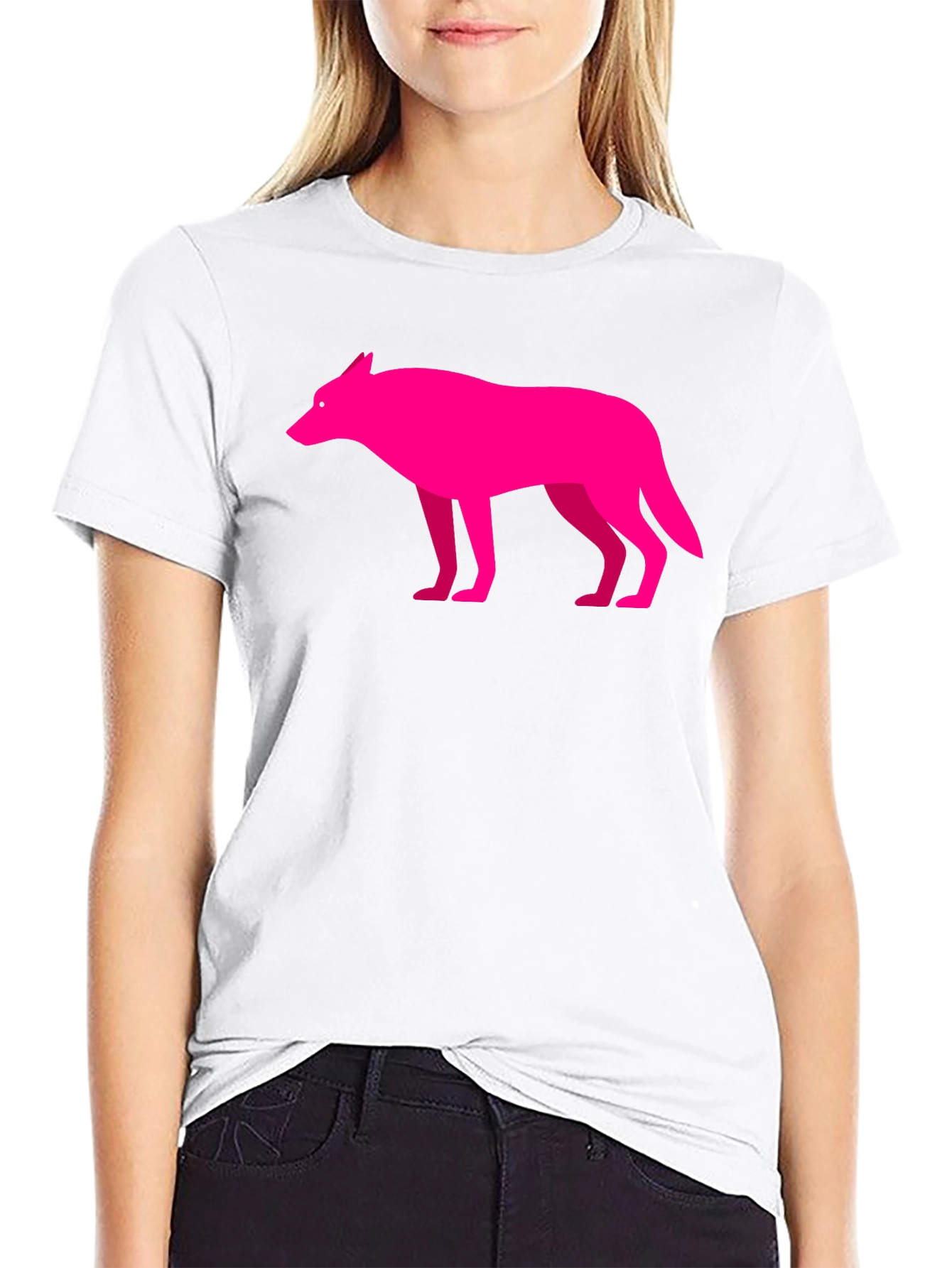 Pink Wolf Graphic Black T-Shirt