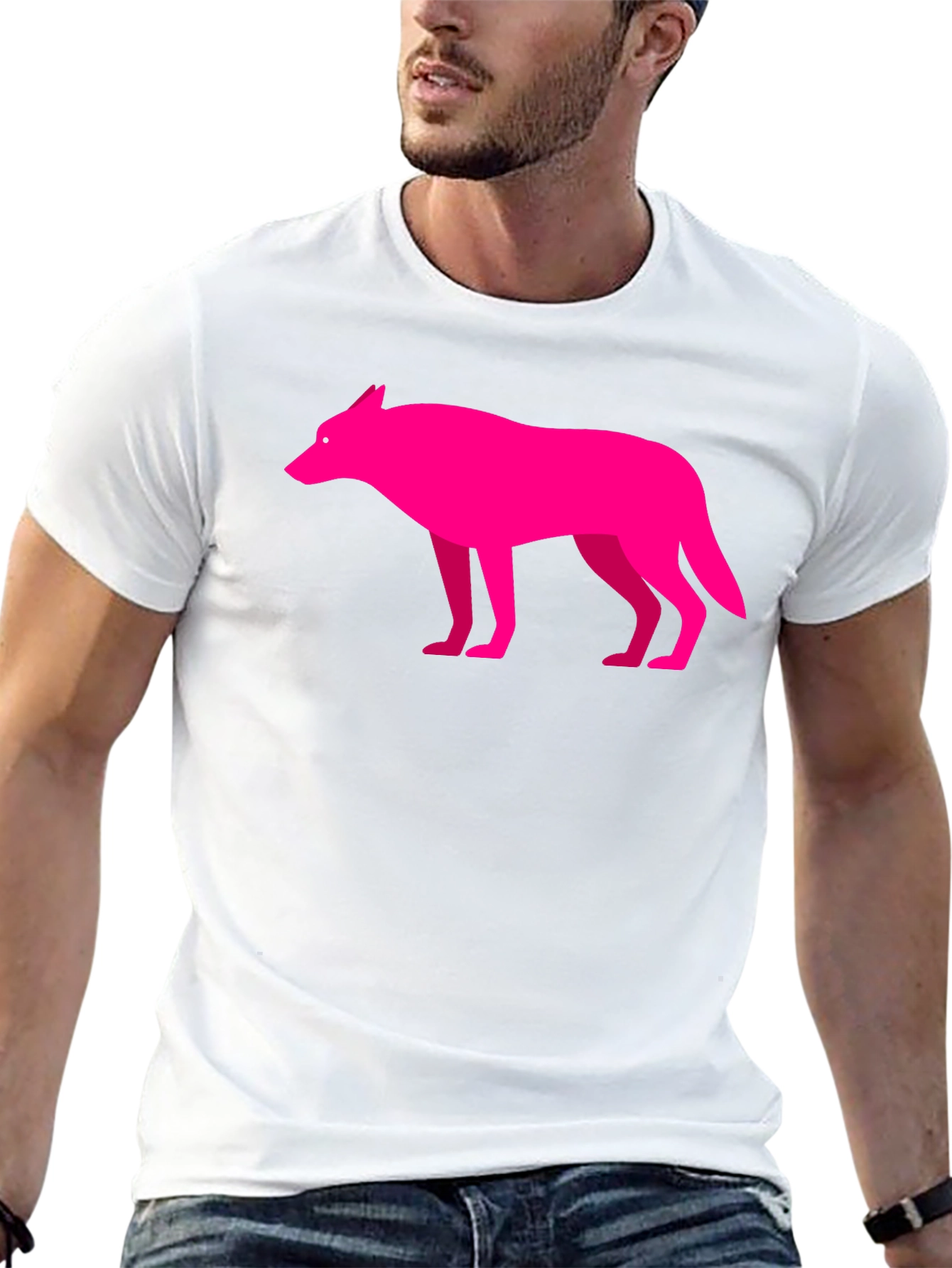 Pink Wolf Graphic Black T-Shirt