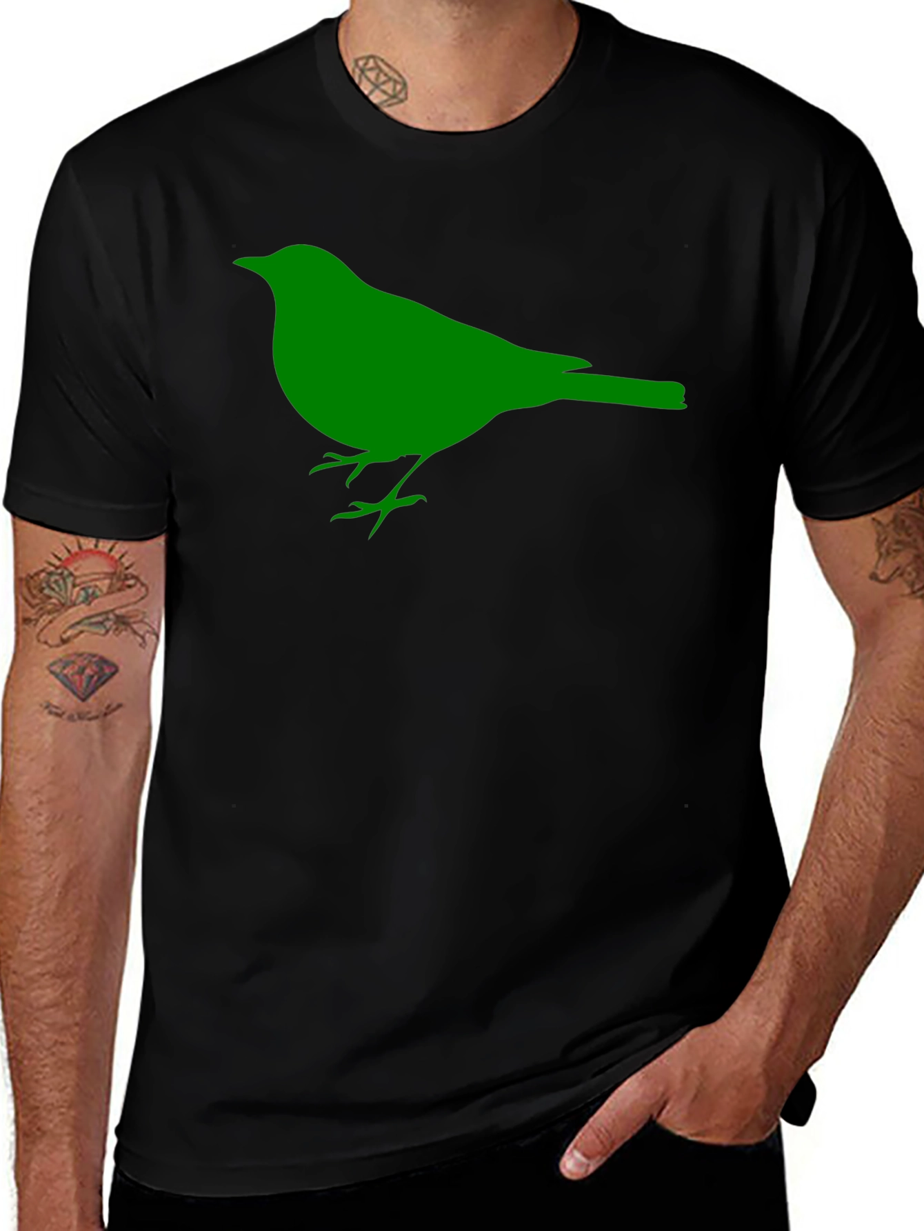 Bird Graphic Tee - Mens Black Short Sleeve