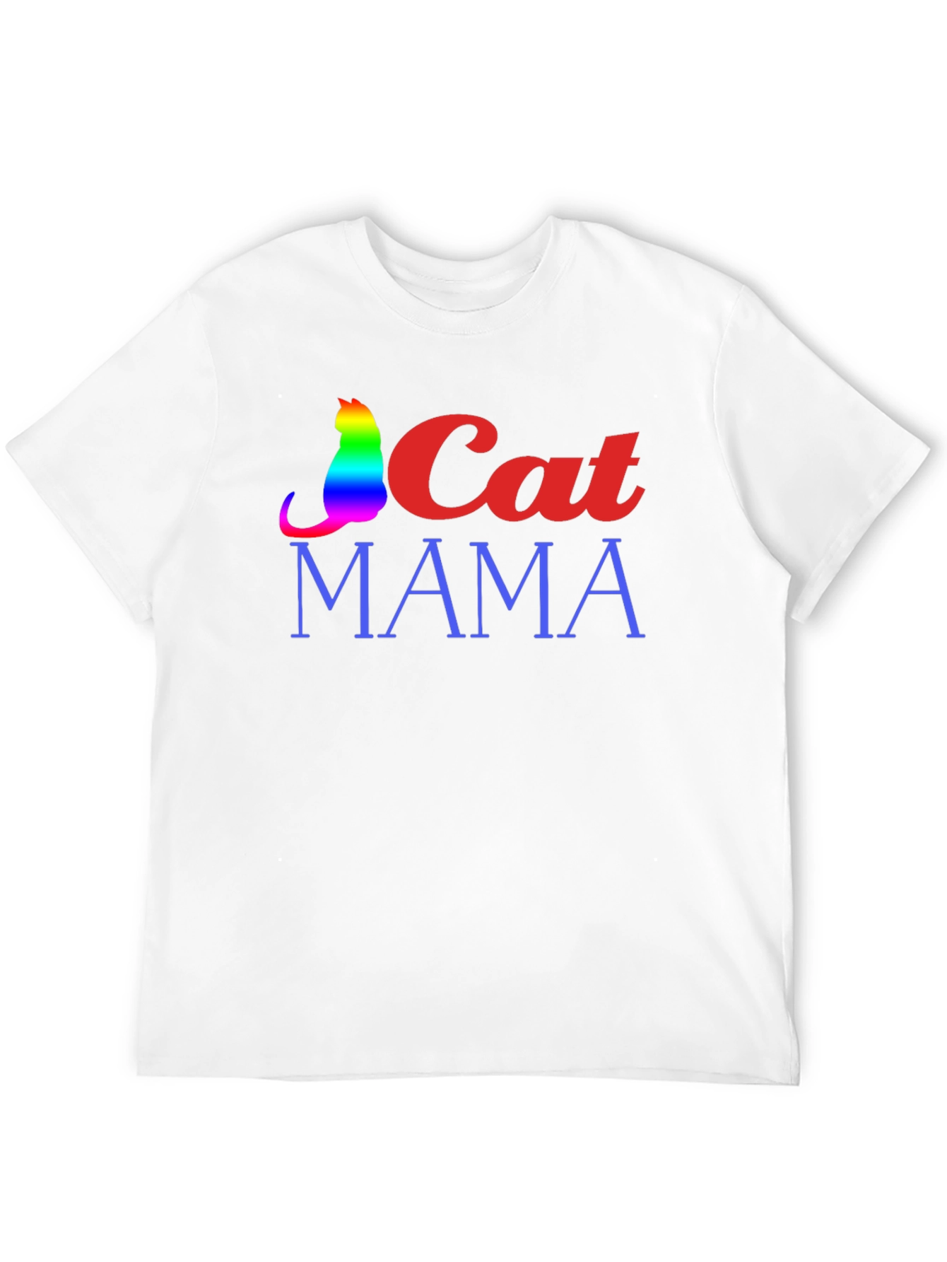 Cat Mama Graphic Tee - Rainbow Cat Design
