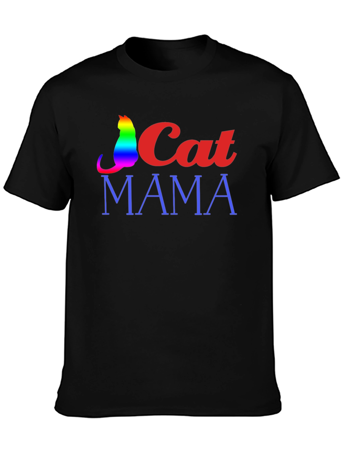 Cat Mama Graphic Tee - Rainbow Cat Design