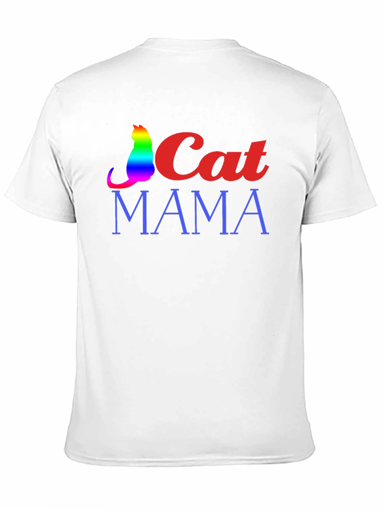 Cat Mama Graphic Tee - Rainbow Cat Design