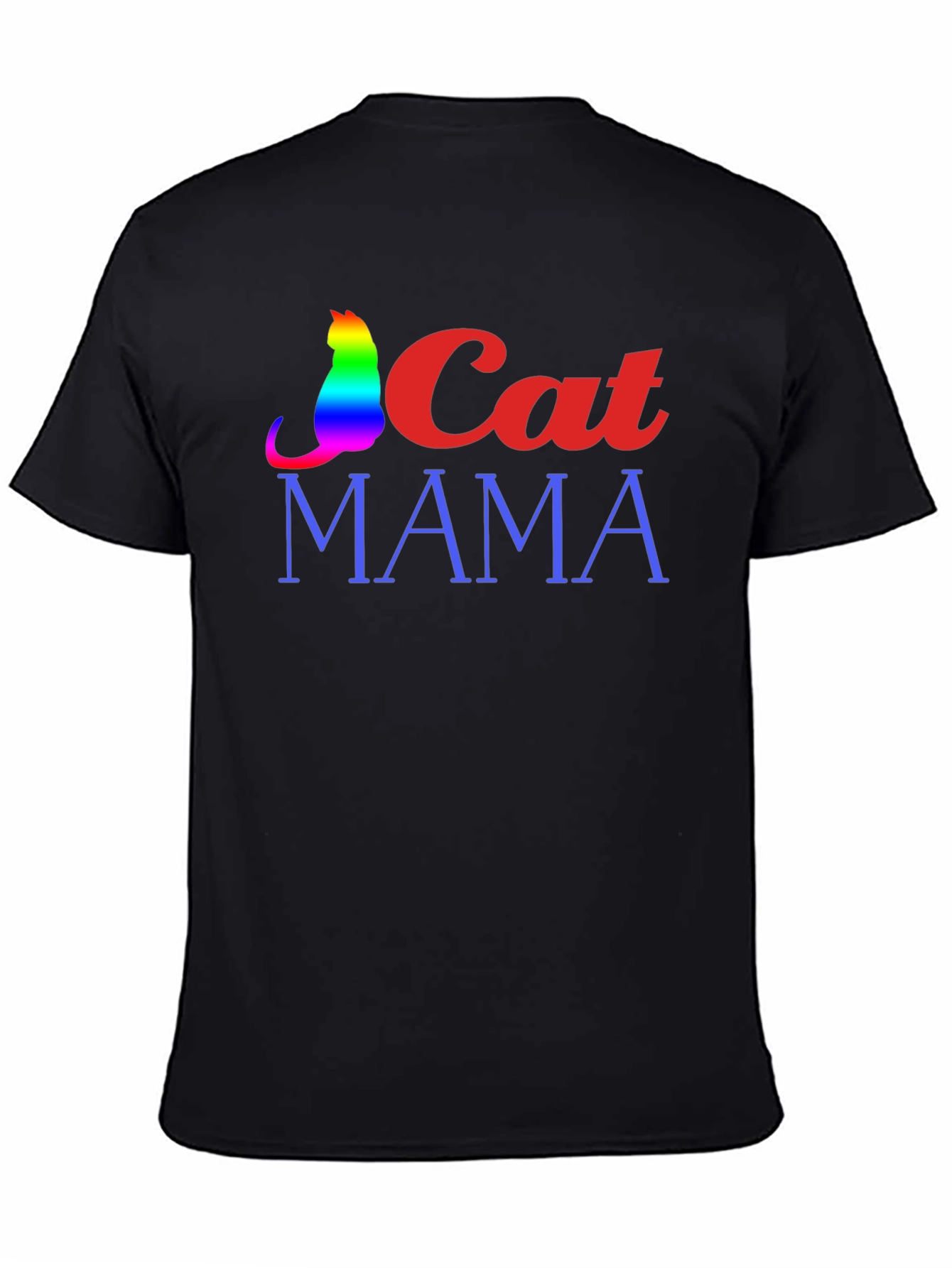 Cat Mama Graphic Tee - Rainbow Cat Design