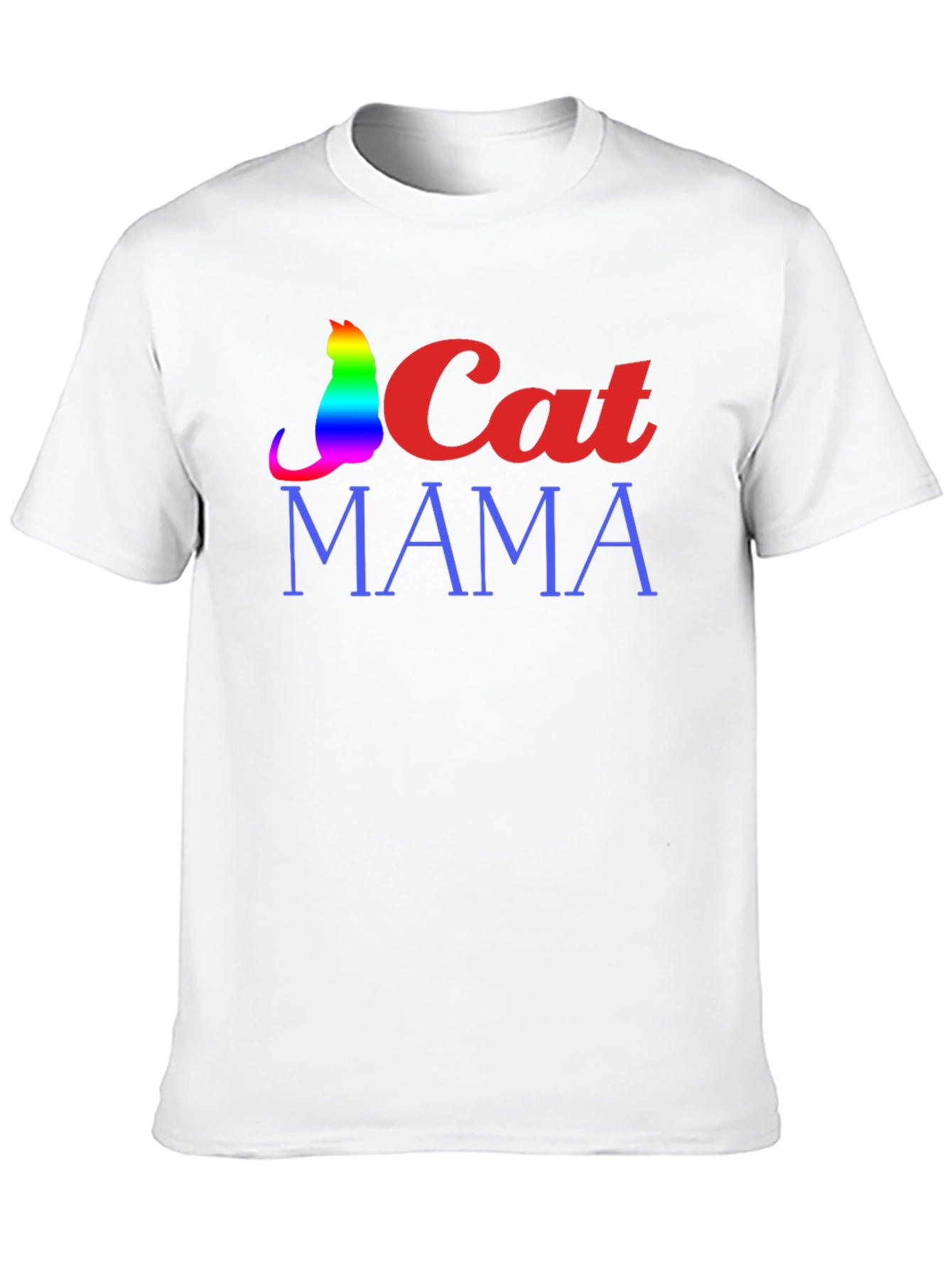 Cat Mama Graphic Tee - Rainbow Cat Design