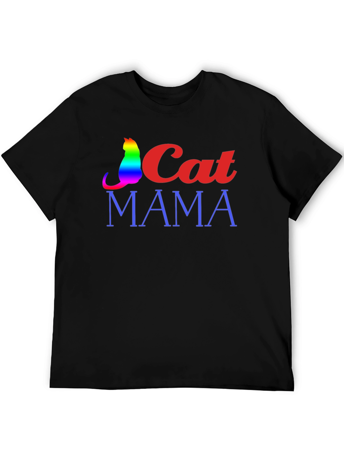 Cat Mama Graphic Tee - Rainbow Cat Design