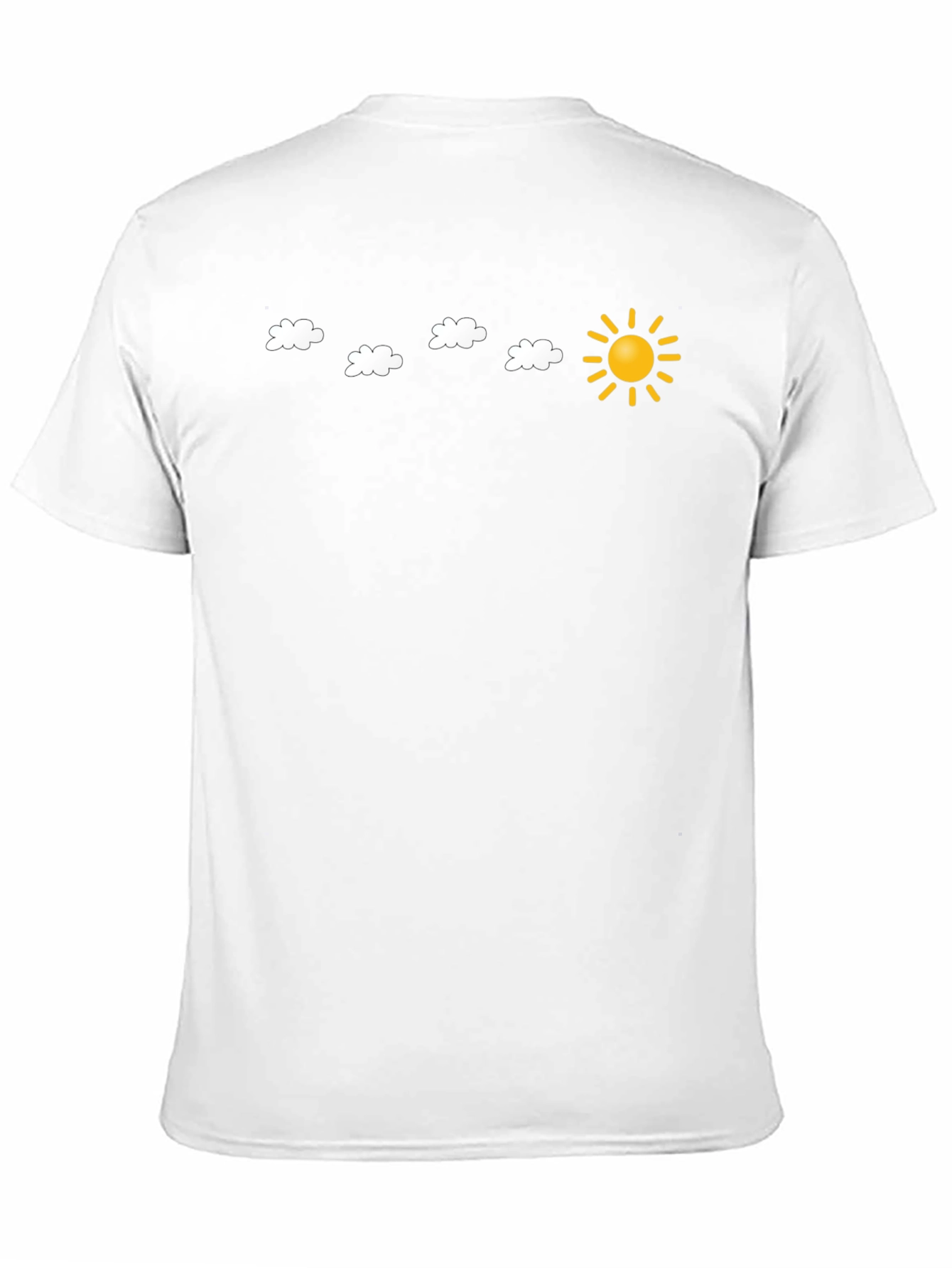 Black T-Shirt with Sun and Cloud Design