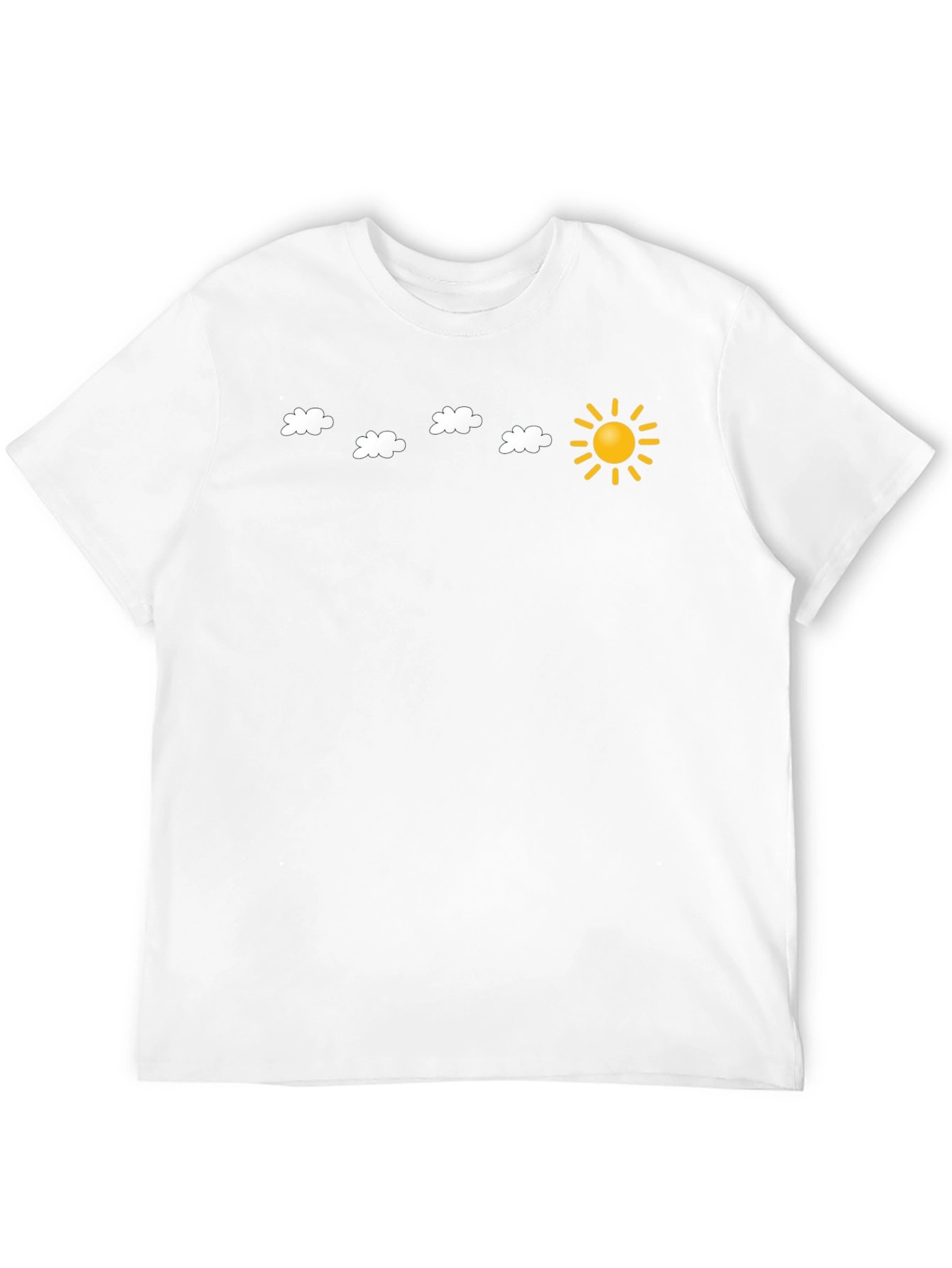Black T-Shirt with Sun and Cloud Design