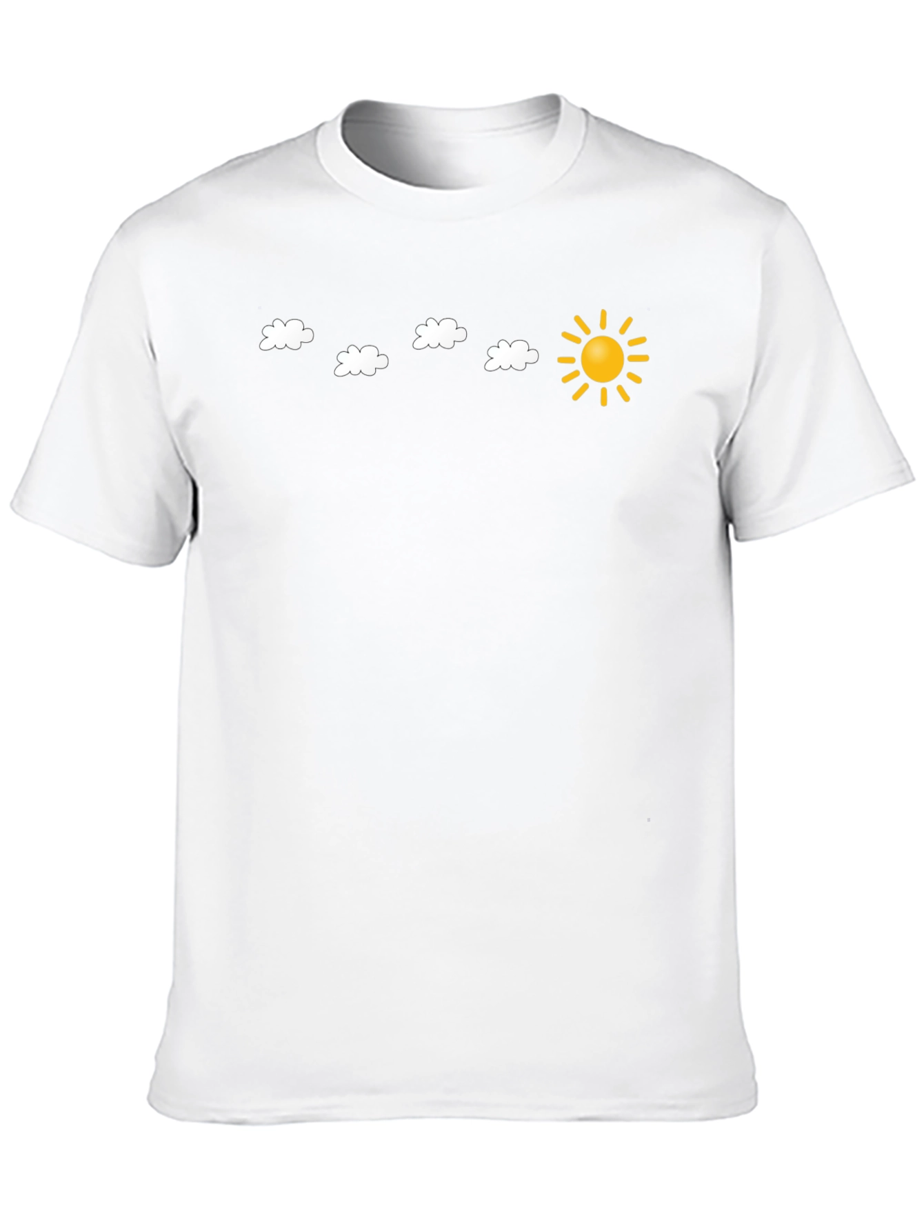 Black T-Shirt with Sun and Cloud Design