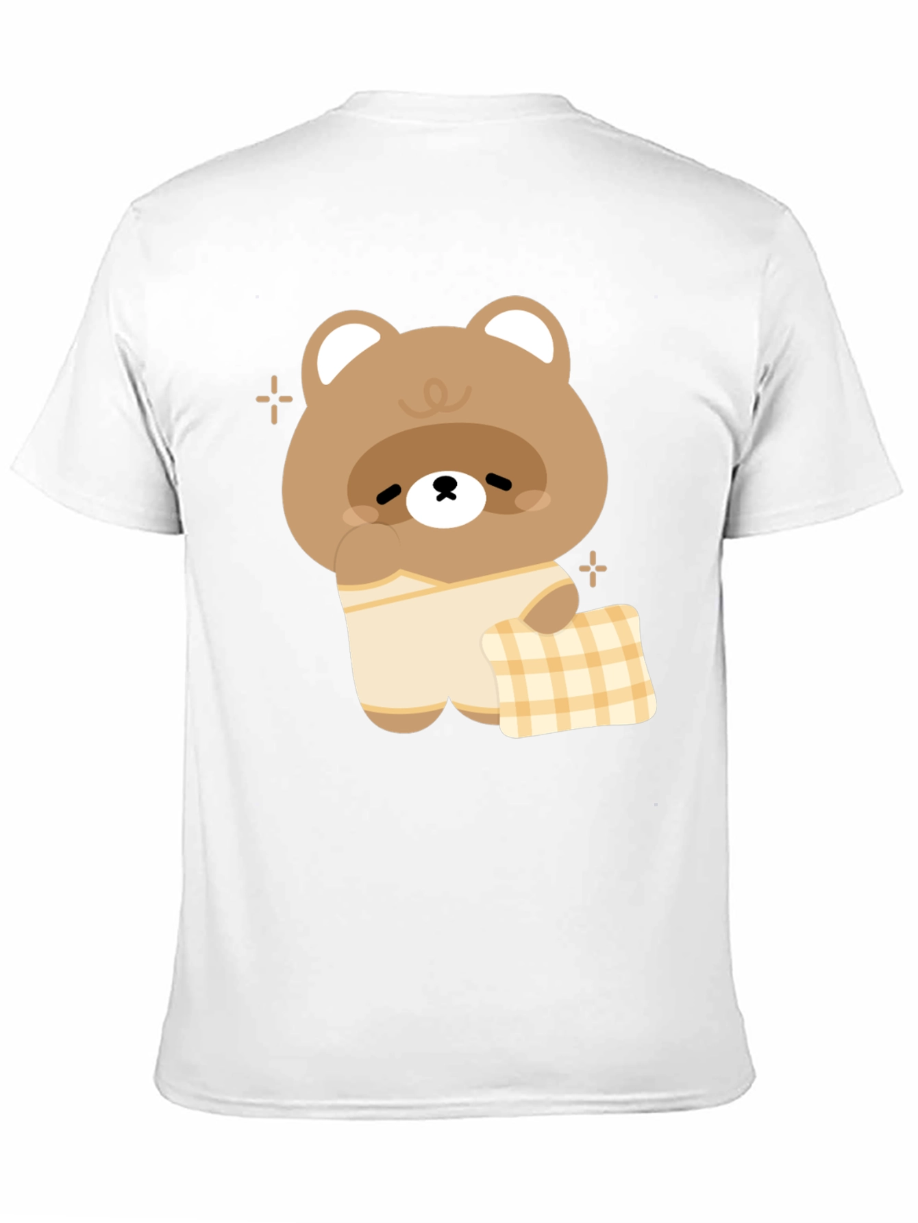 Cute Kawaii Bear in Pajamas Black T-Shirt