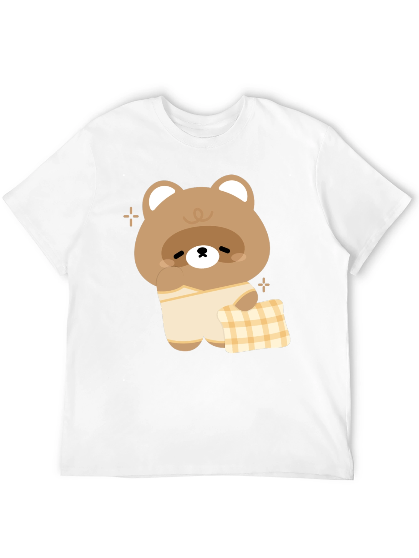 Cute Kawaii Bear in Pajamas Black T-Shirt