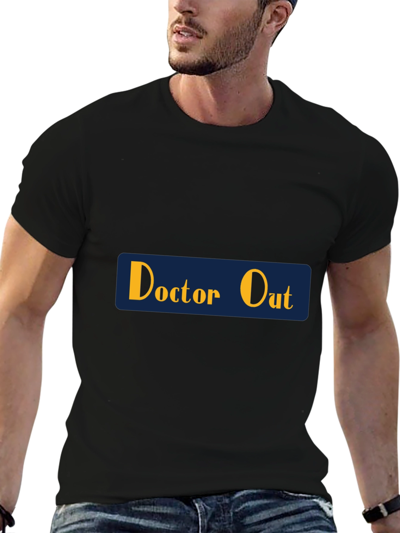 Doctor Out Mens Black Graphic T-Shirt