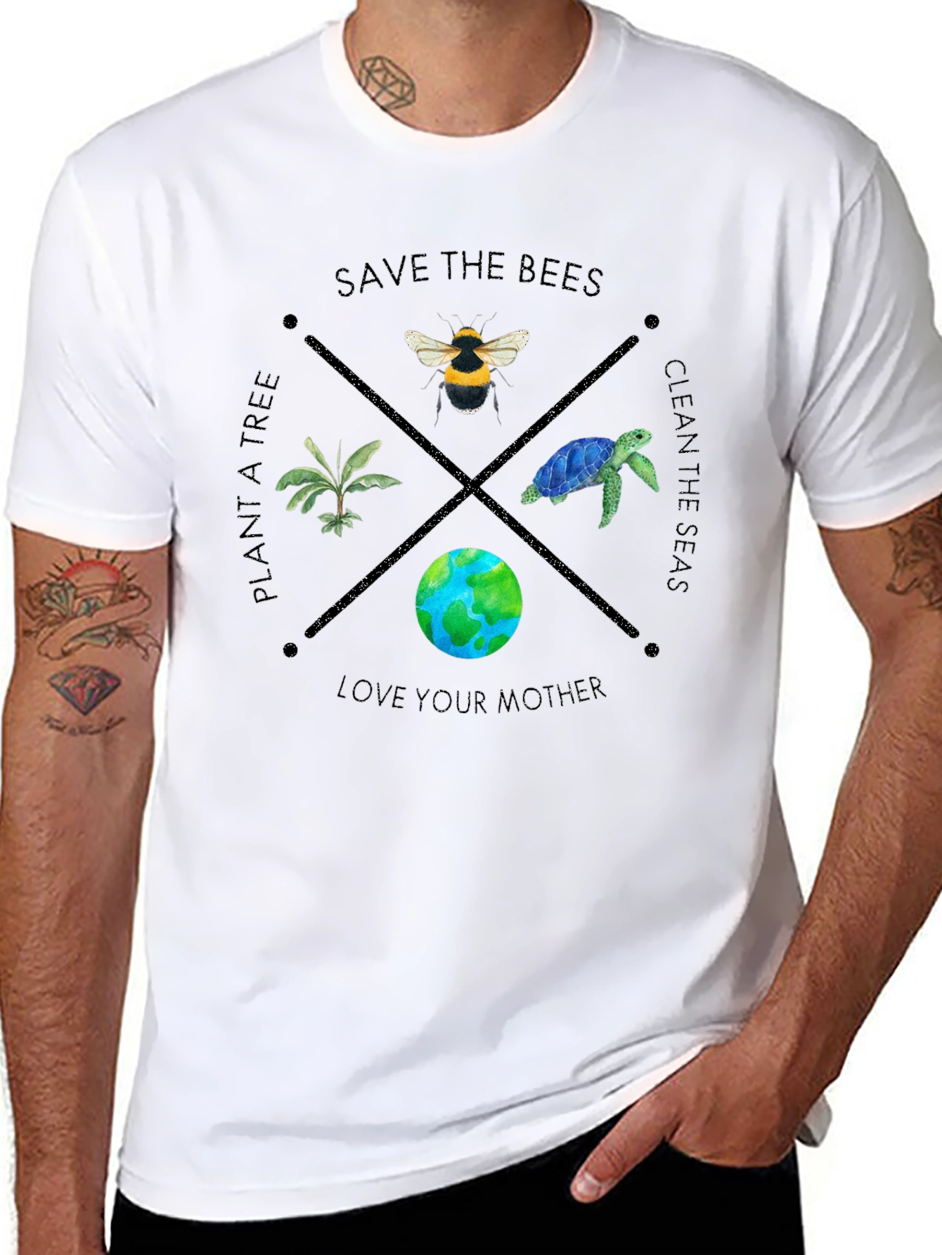 Eco-Friendly T-Shirt: Save the Bees Love Your Oceans