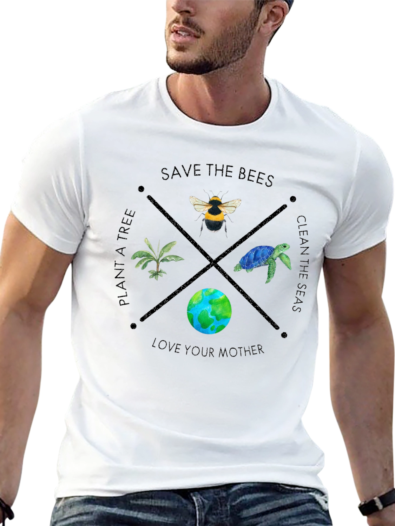 Eco-Friendly T-Shirt: Save the Bees Love Your Oceans