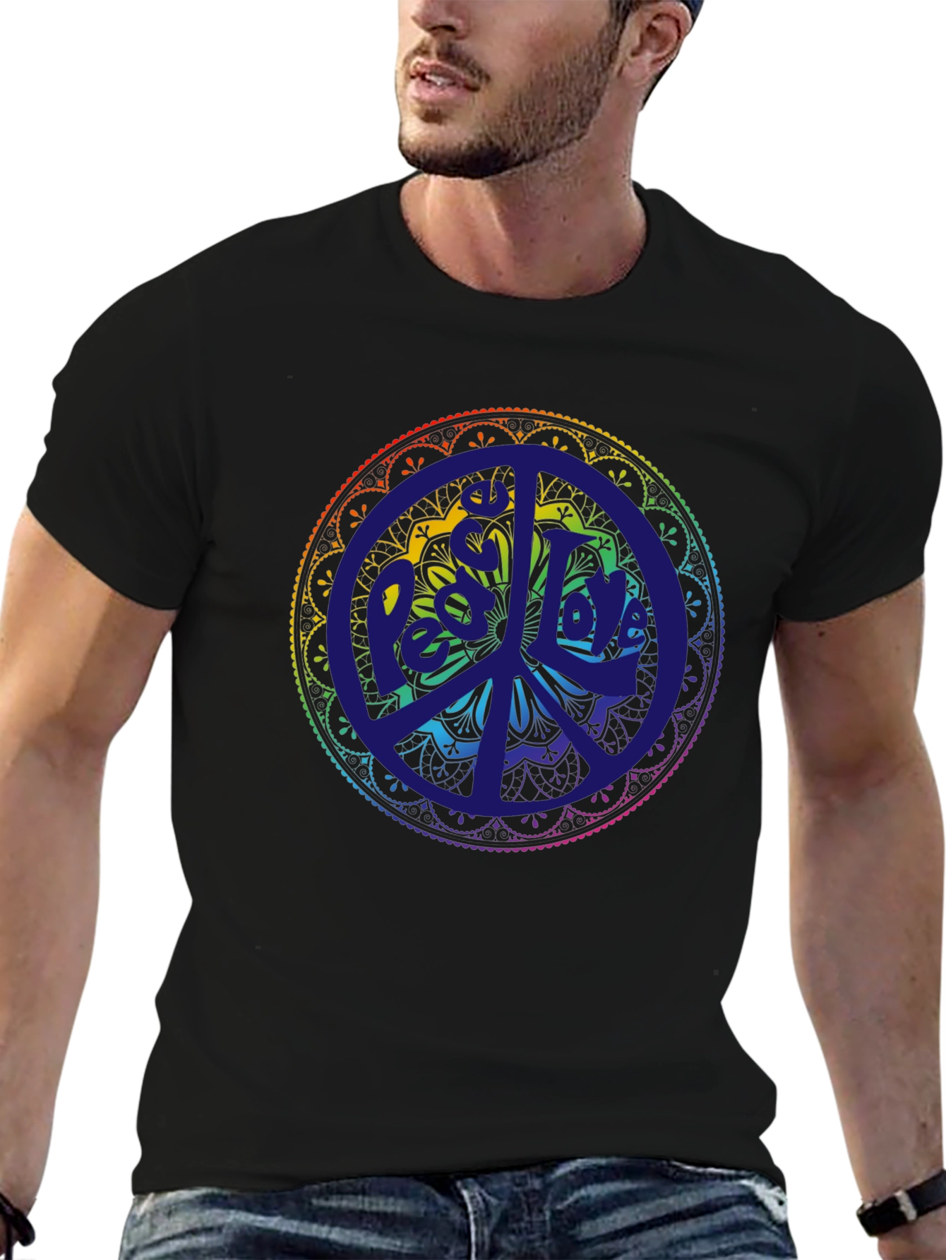 Peace Mandala T-Shirt - Rainbow Design