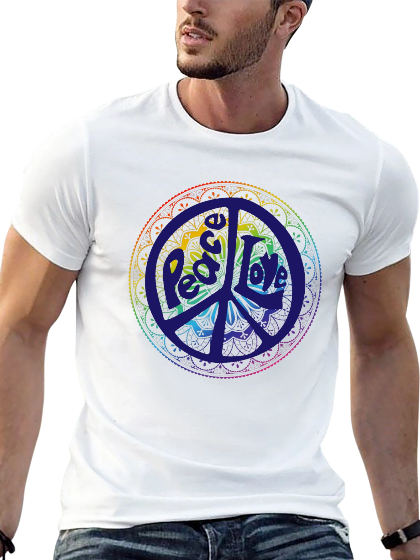Peace Mandala T-Shirt - Rainbow Design