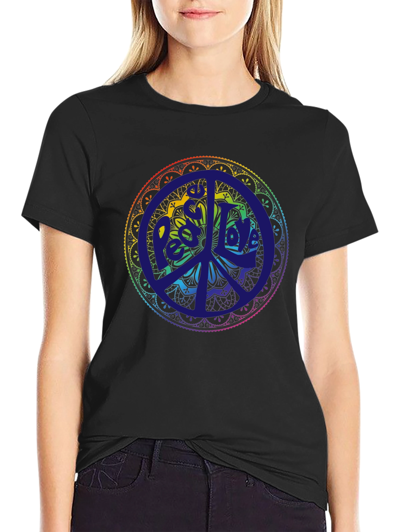 Peace Mandala T-Shirt - Rainbow Design