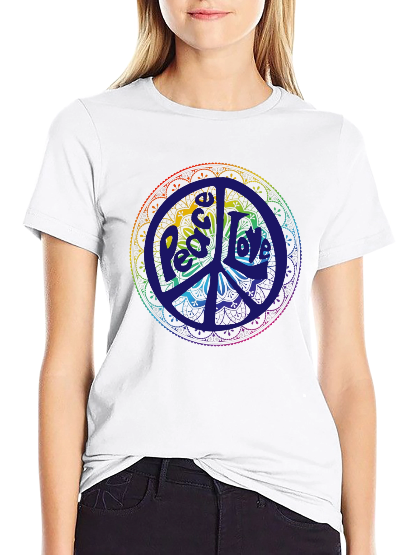 Peace Mandala T-Shirt - Rainbow Design