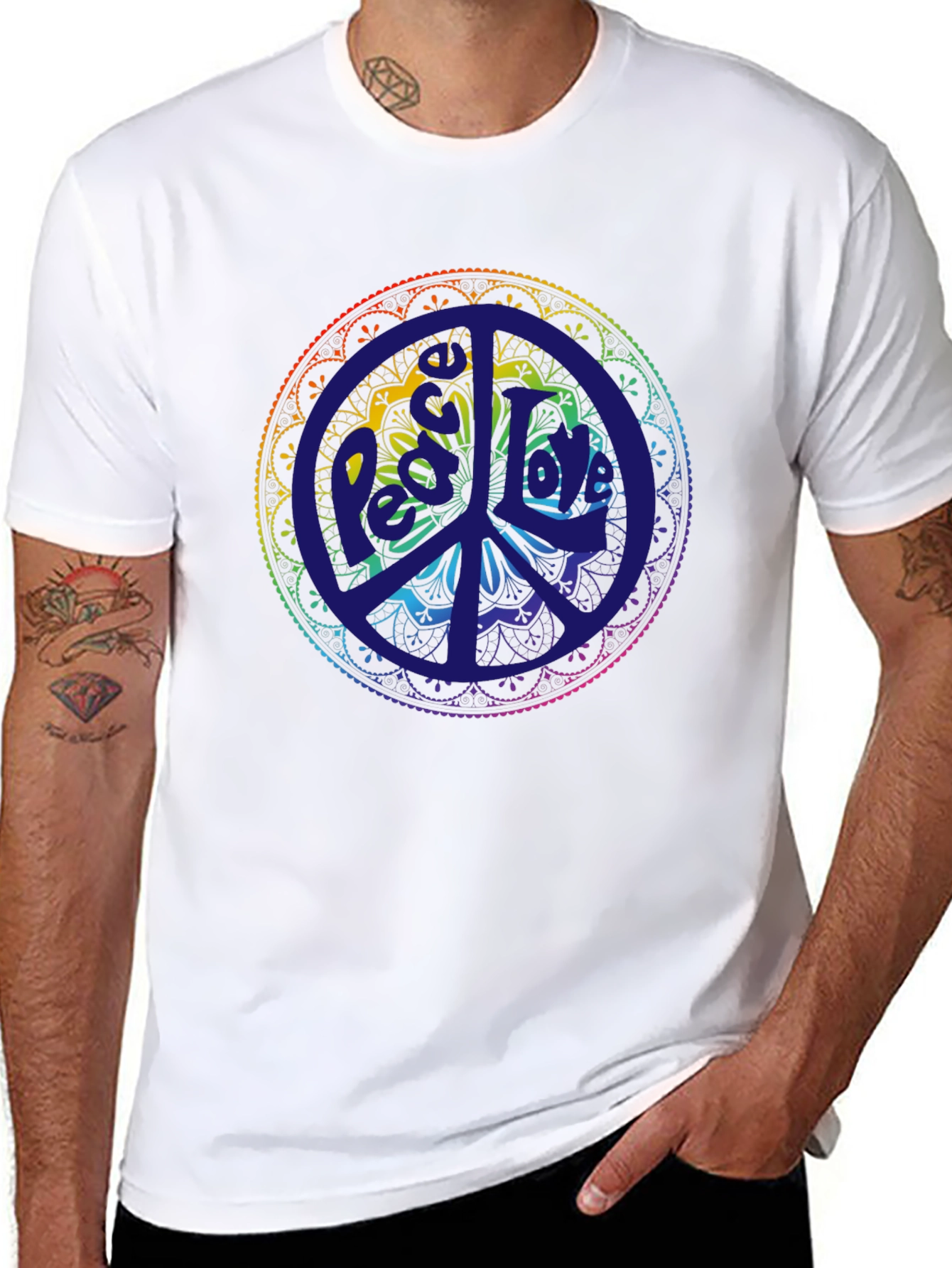 Peace Mandala T-Shirt - Rainbow Design