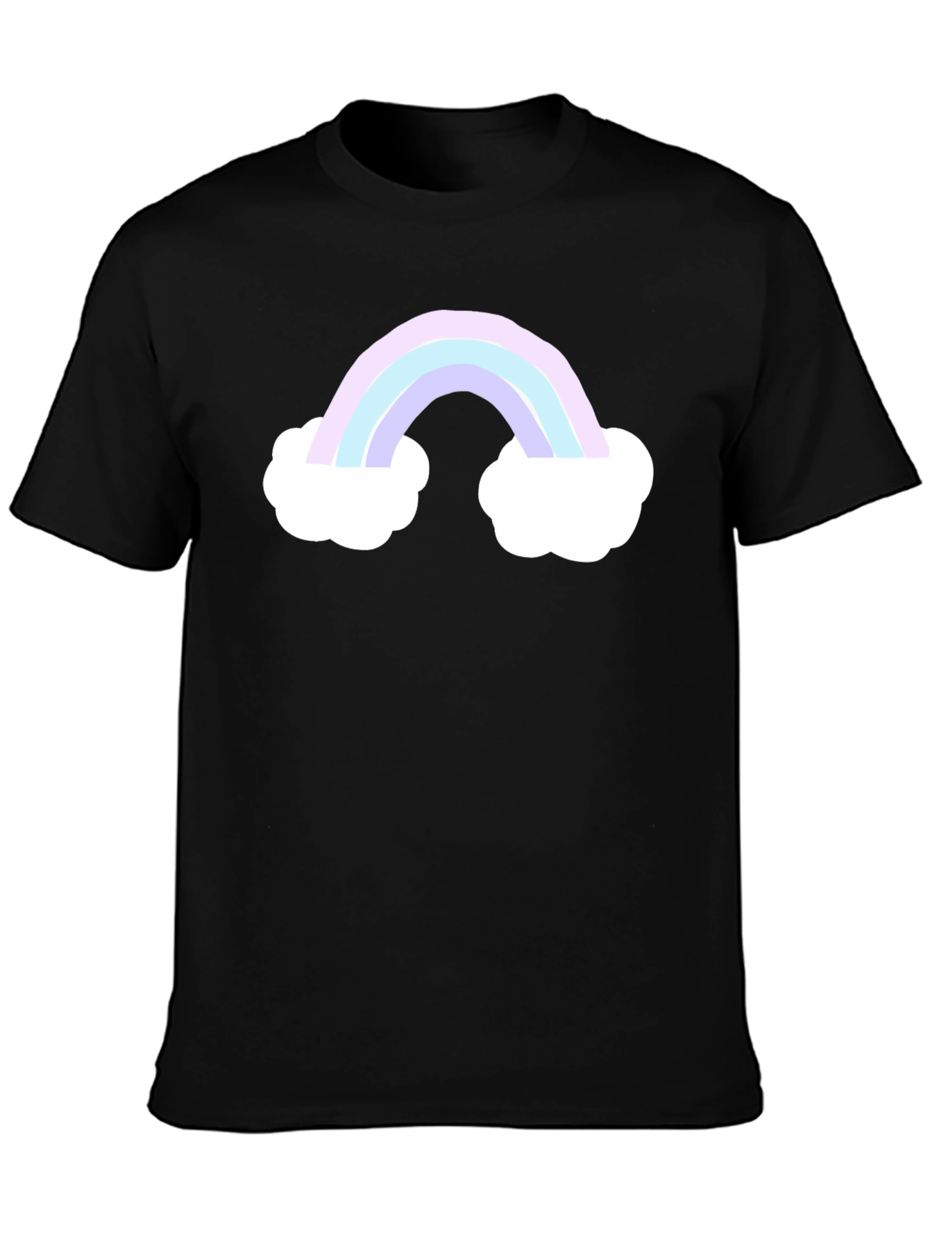 Rainbow Cloud Graphic Tee - Black Cotton Comfort