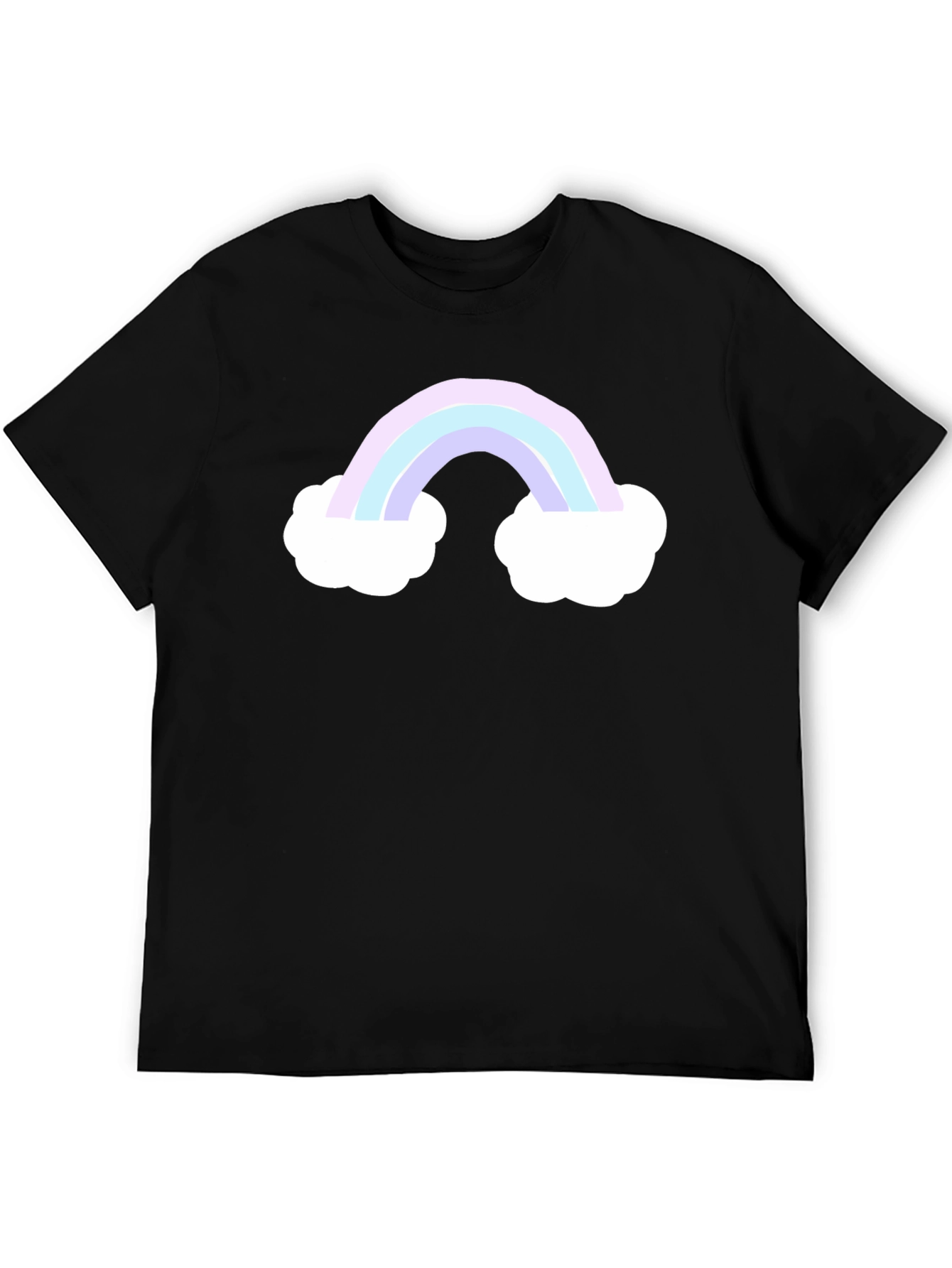 Rainbow Cloud Graphic Tee - Black Cotton Comfort