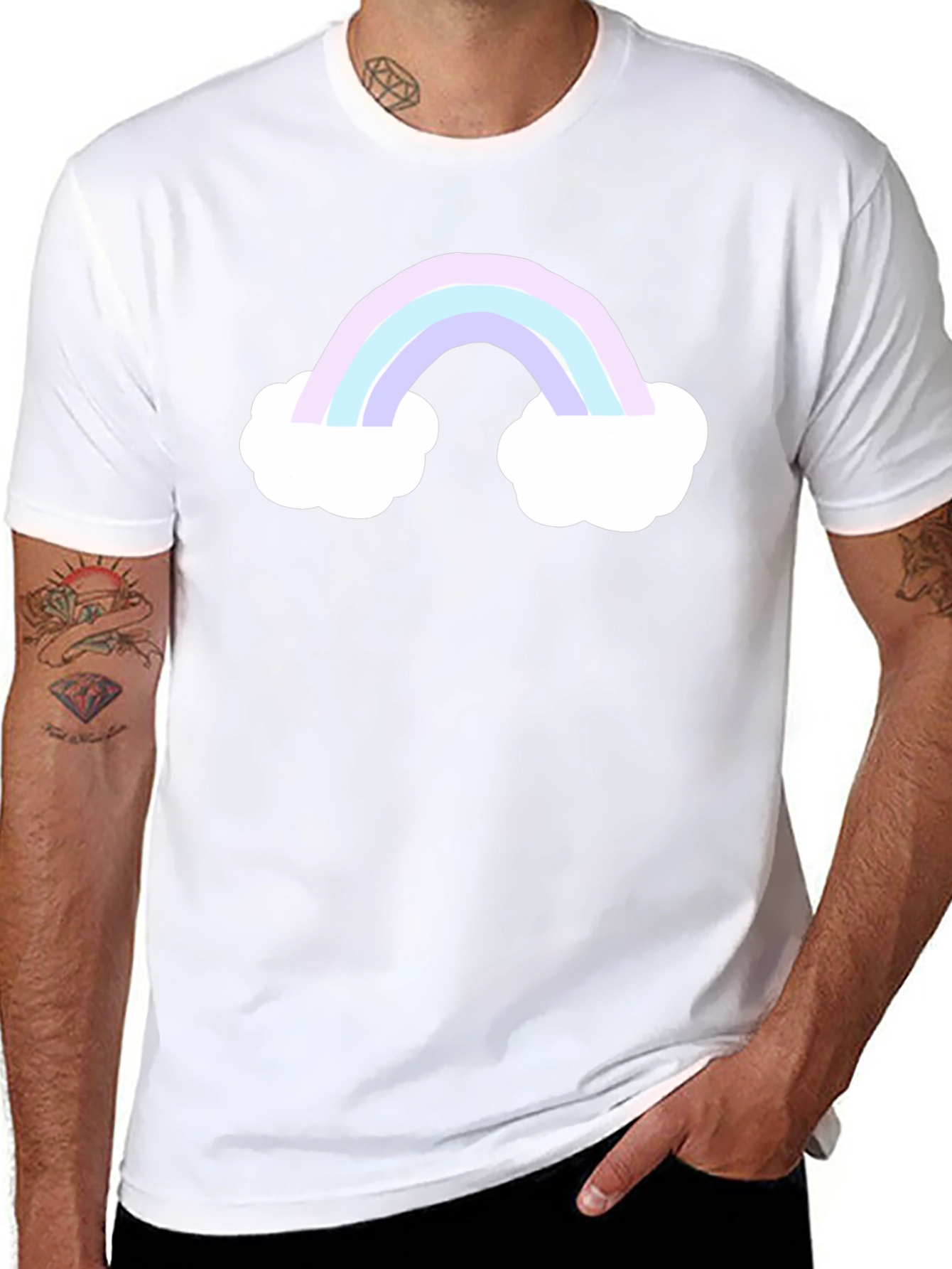 Rainbow Cloud Graphic Tee - Black Cotton Comfort