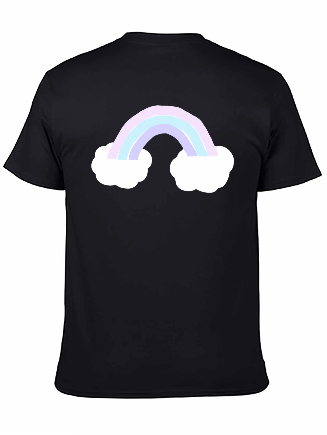 Rainbow Cloud Graphic Tee - Black Cotton Comfort