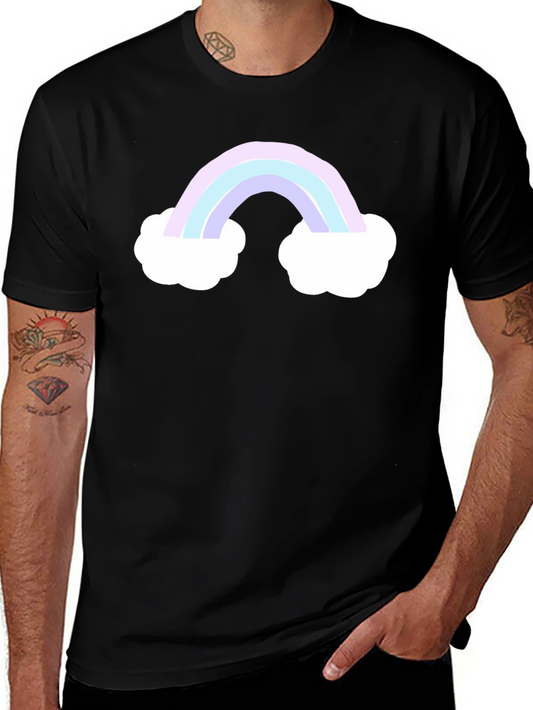 Rainbow Cloud Graphic Tee - Black Cotton Comfort