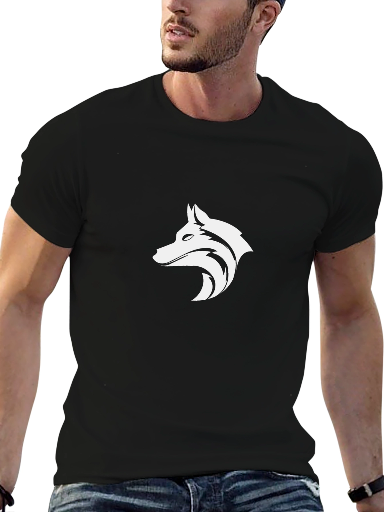 Black Wolf Graphic Tee - Stylish Mens T-Shirt