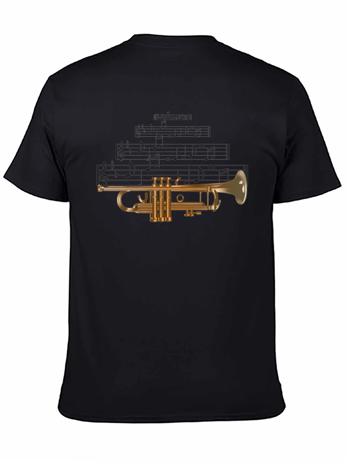 Musical Trumpet Graphic Tee - Black Cotton T-Shirt