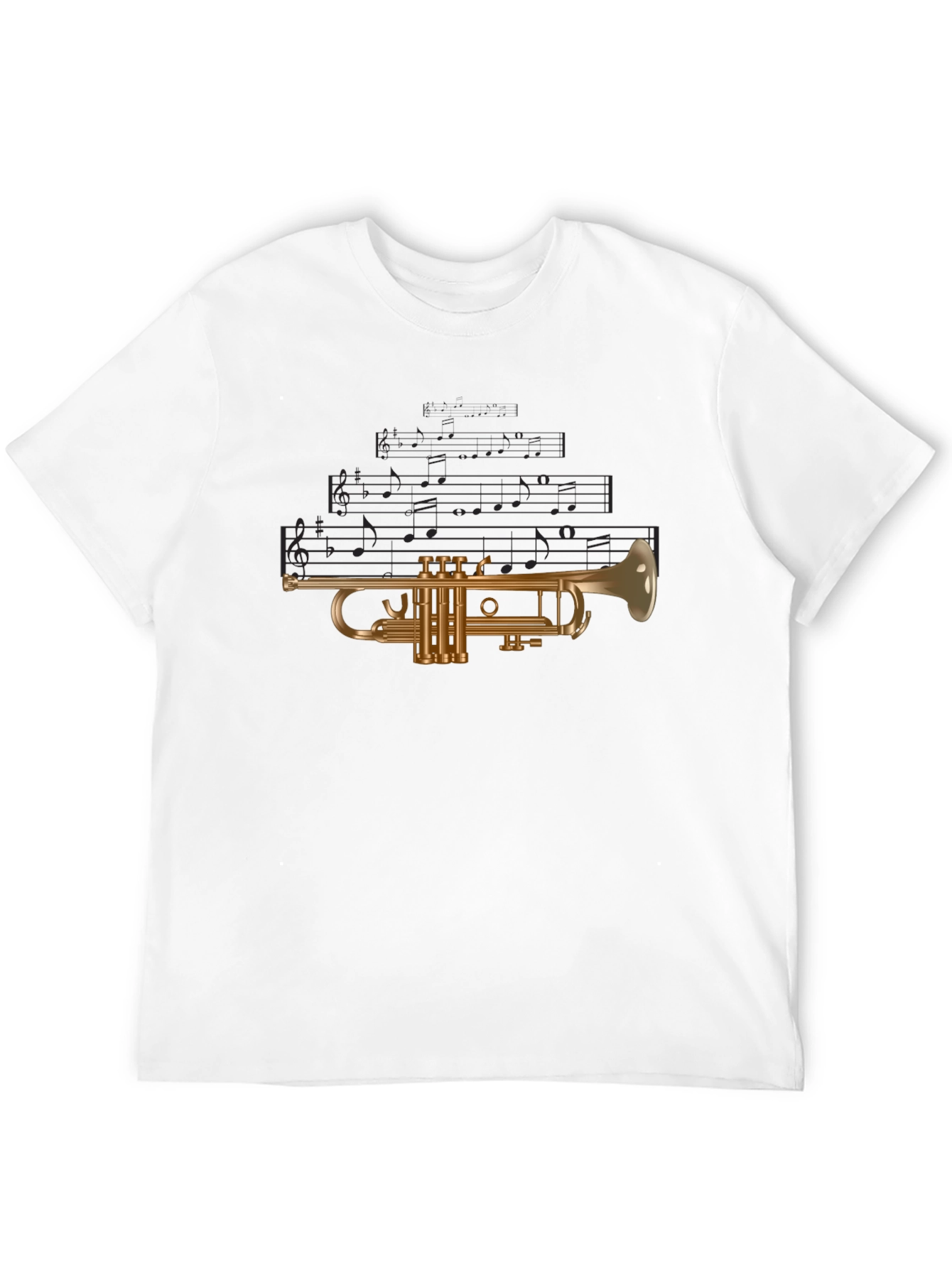 Musical Trumpet Graphic Tee - Black Cotton T-Shirt