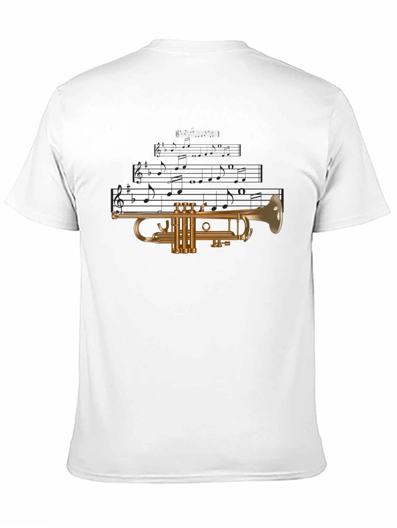 Musical Trumpet Graphic Tee - Black Cotton T-Shirt