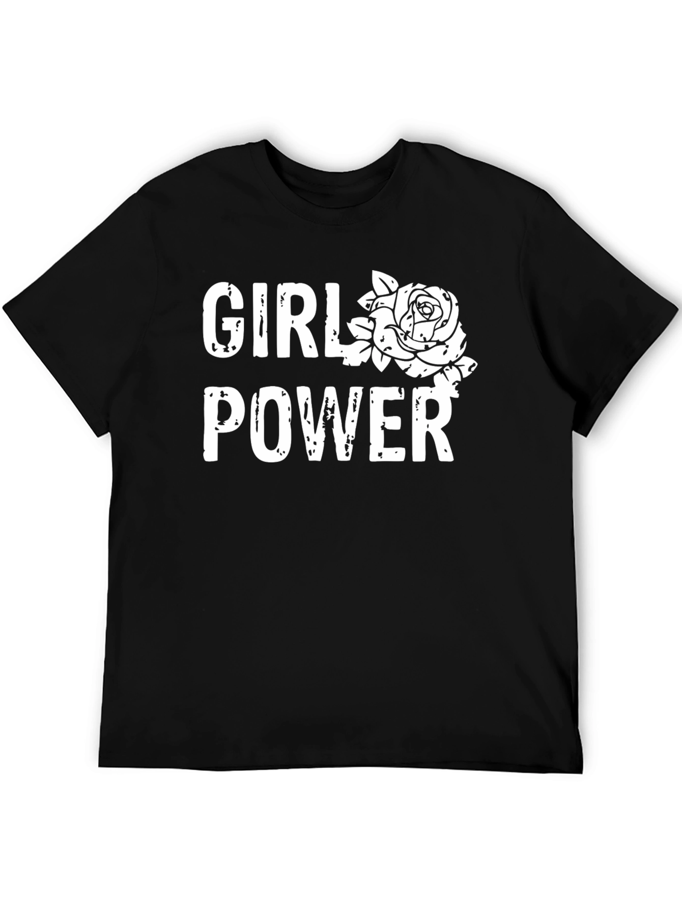 Girl Power Rose Graphic T-Shirt - Black Cotton Tee