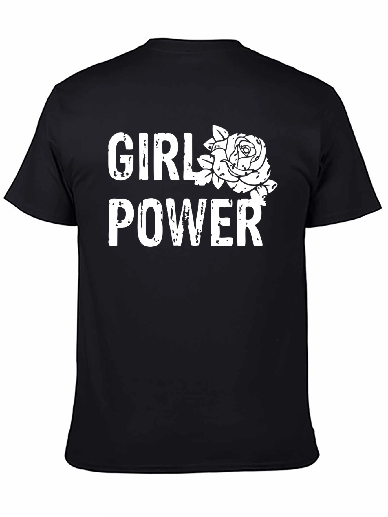 Girl Power Rose Graphic T-Shirt - Black Cotton Tee