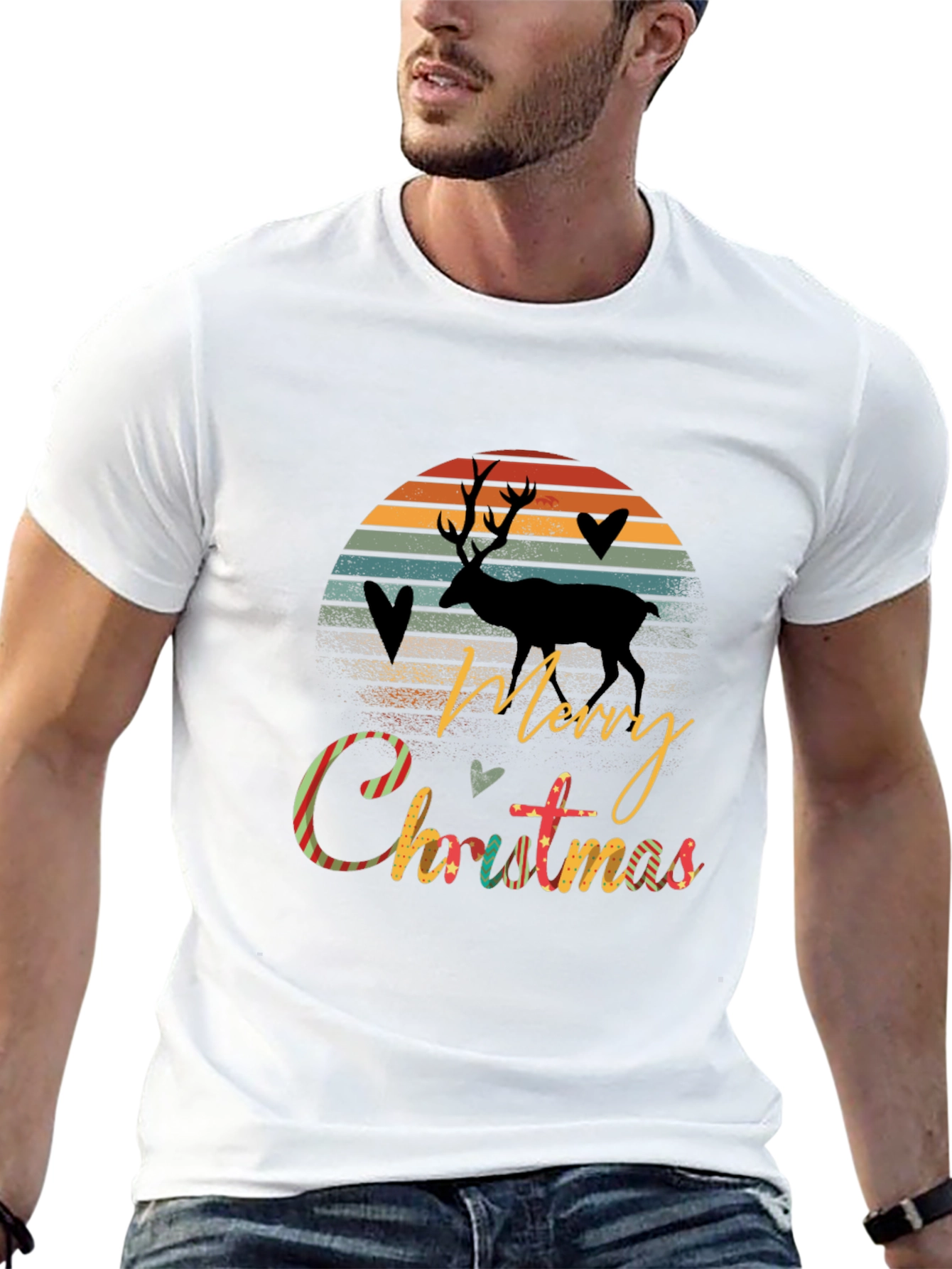 Merry Christmas Deer Graphic Tee