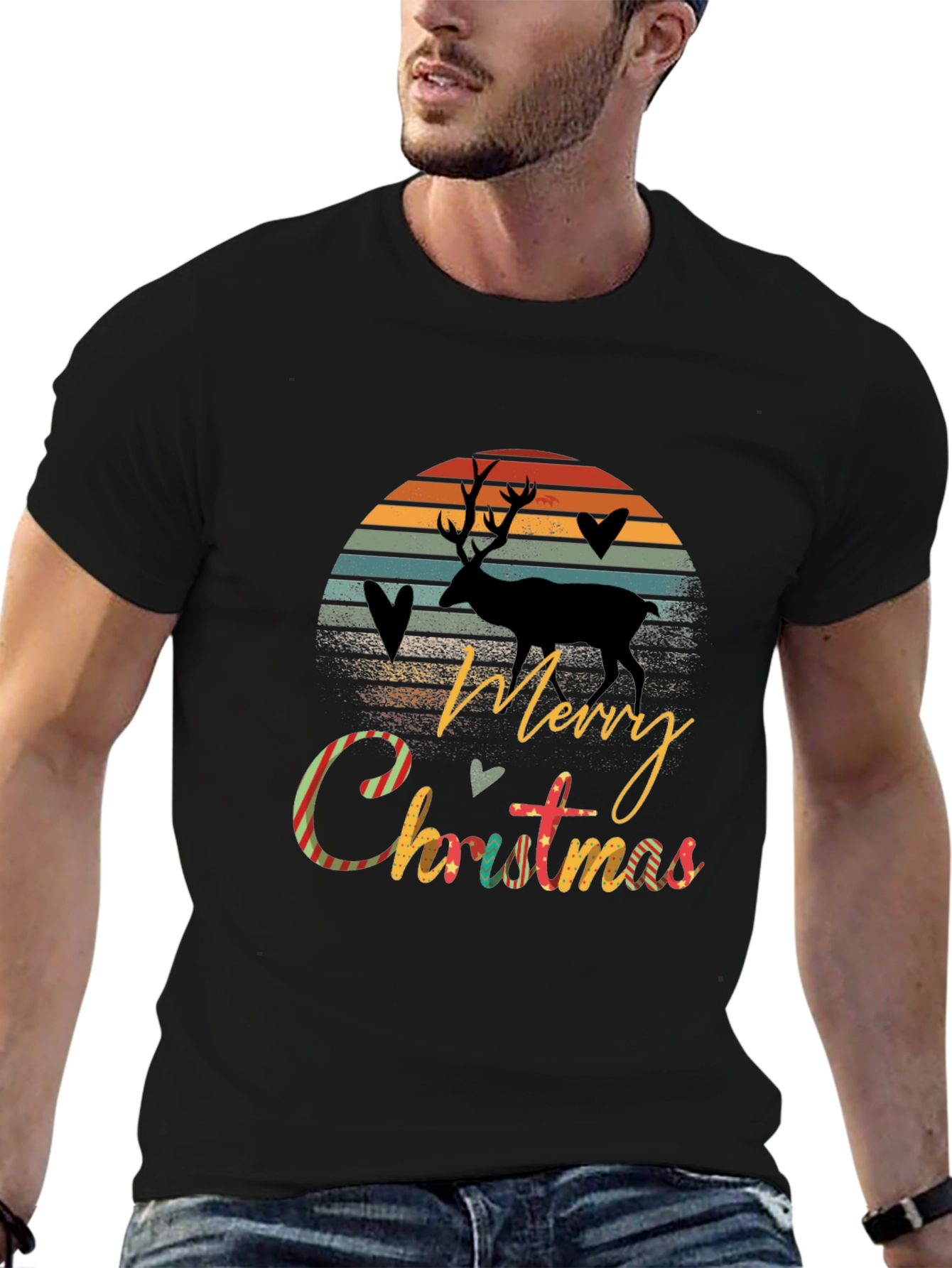 Merry Christmas Deer Graphic Tee