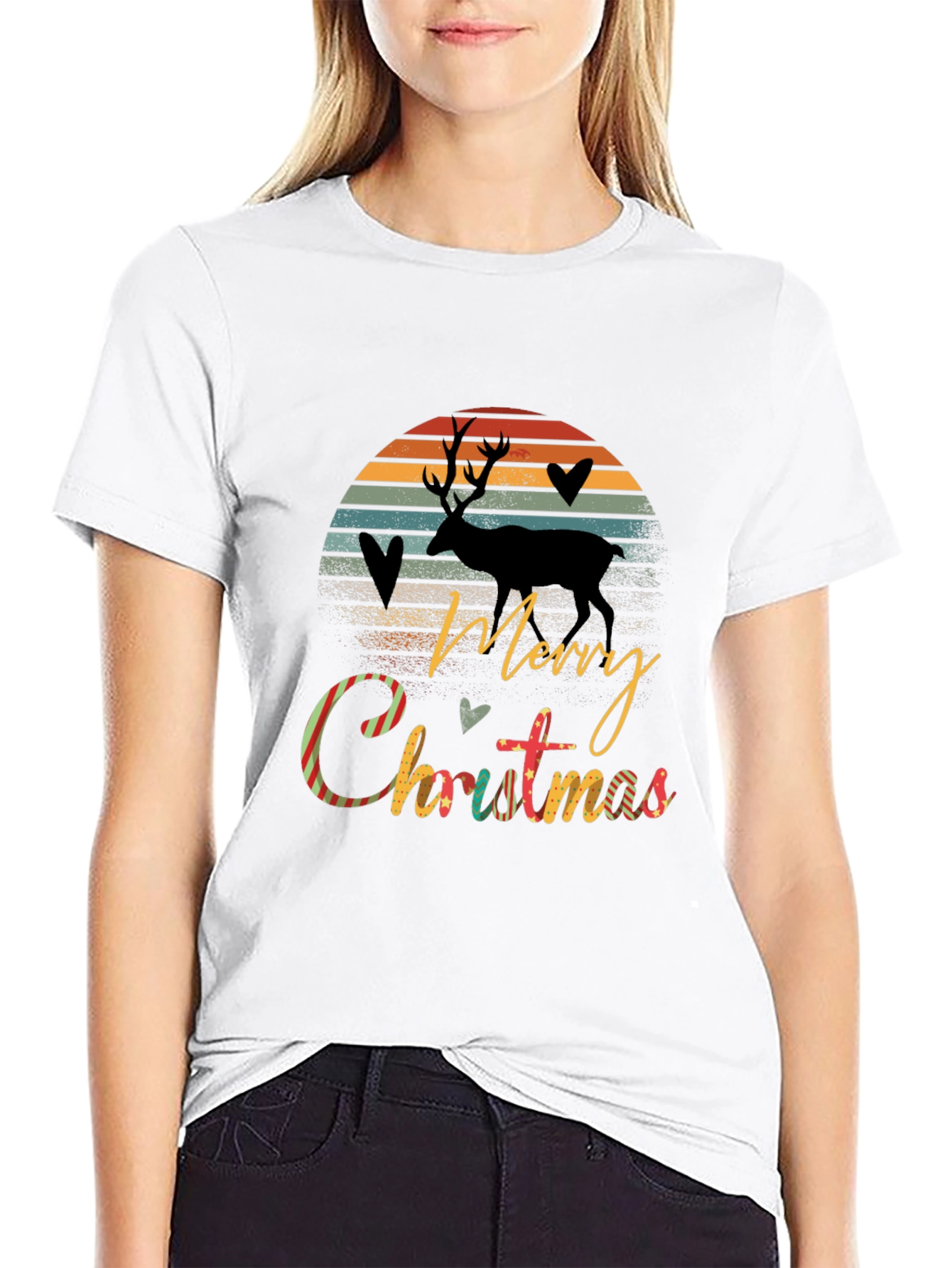Merry Christmas Deer Graphic Tee