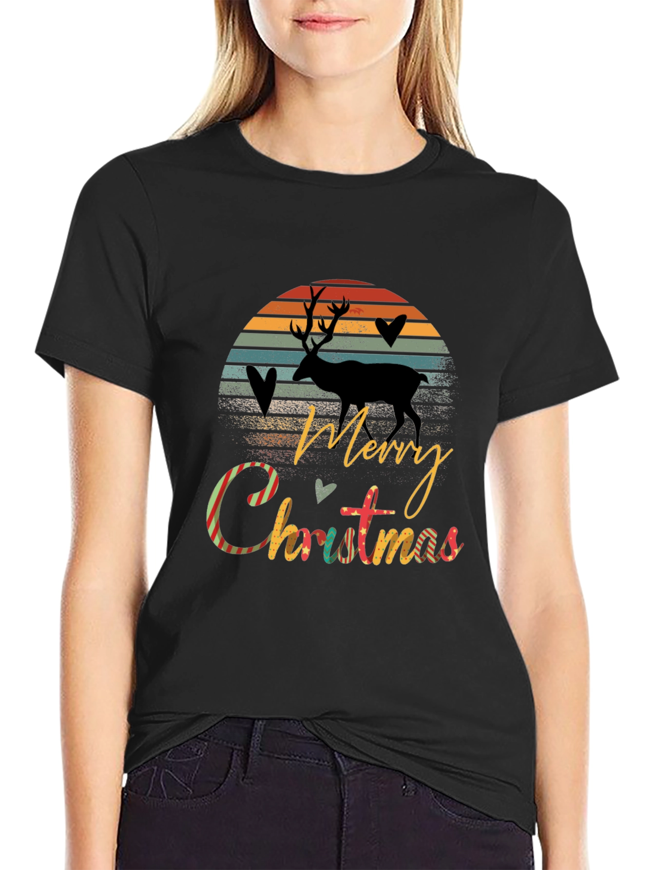 Merry Christmas Deer Graphic Tee