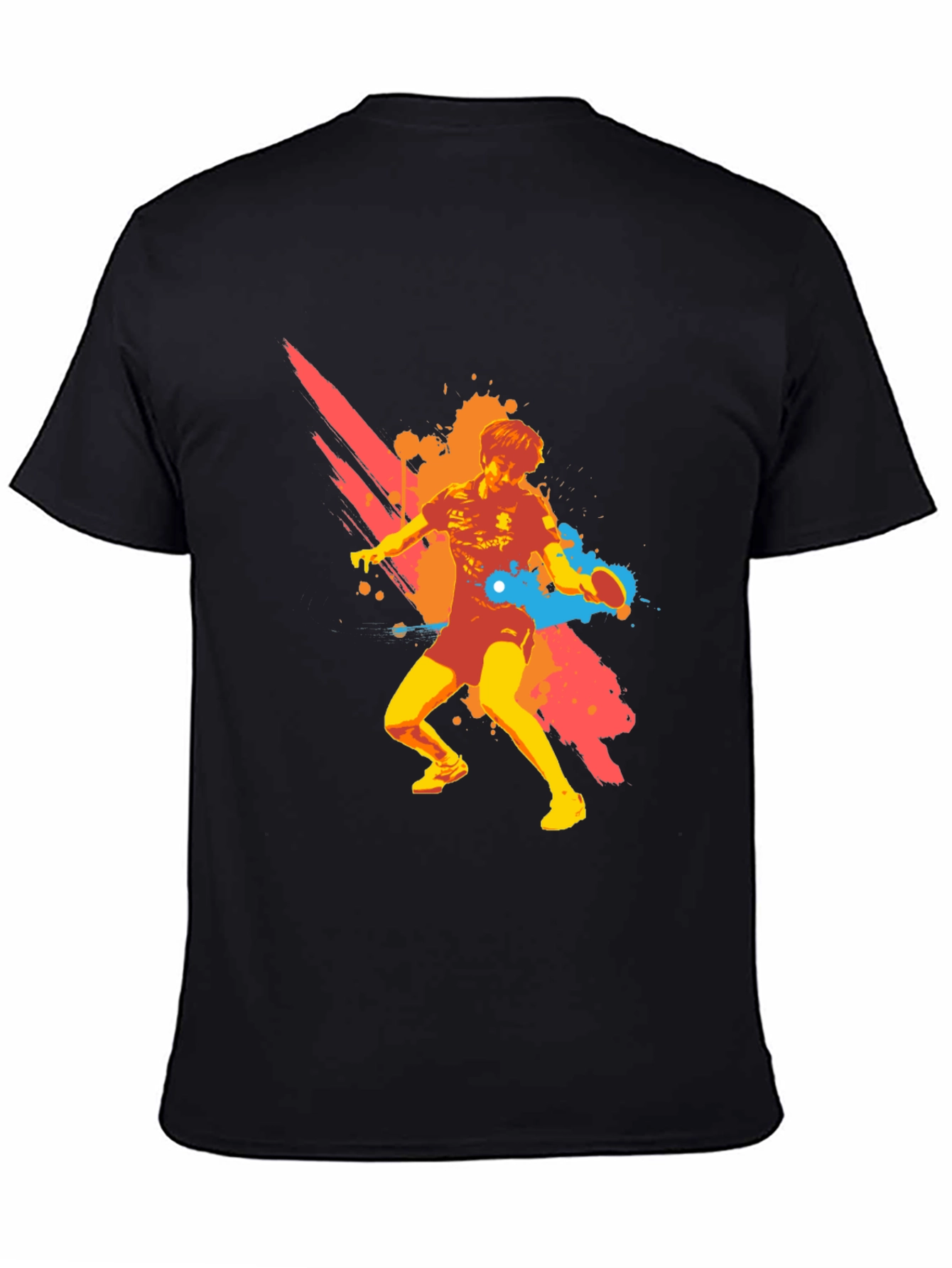 Graphic Ping Pong Player Black T-Shirt