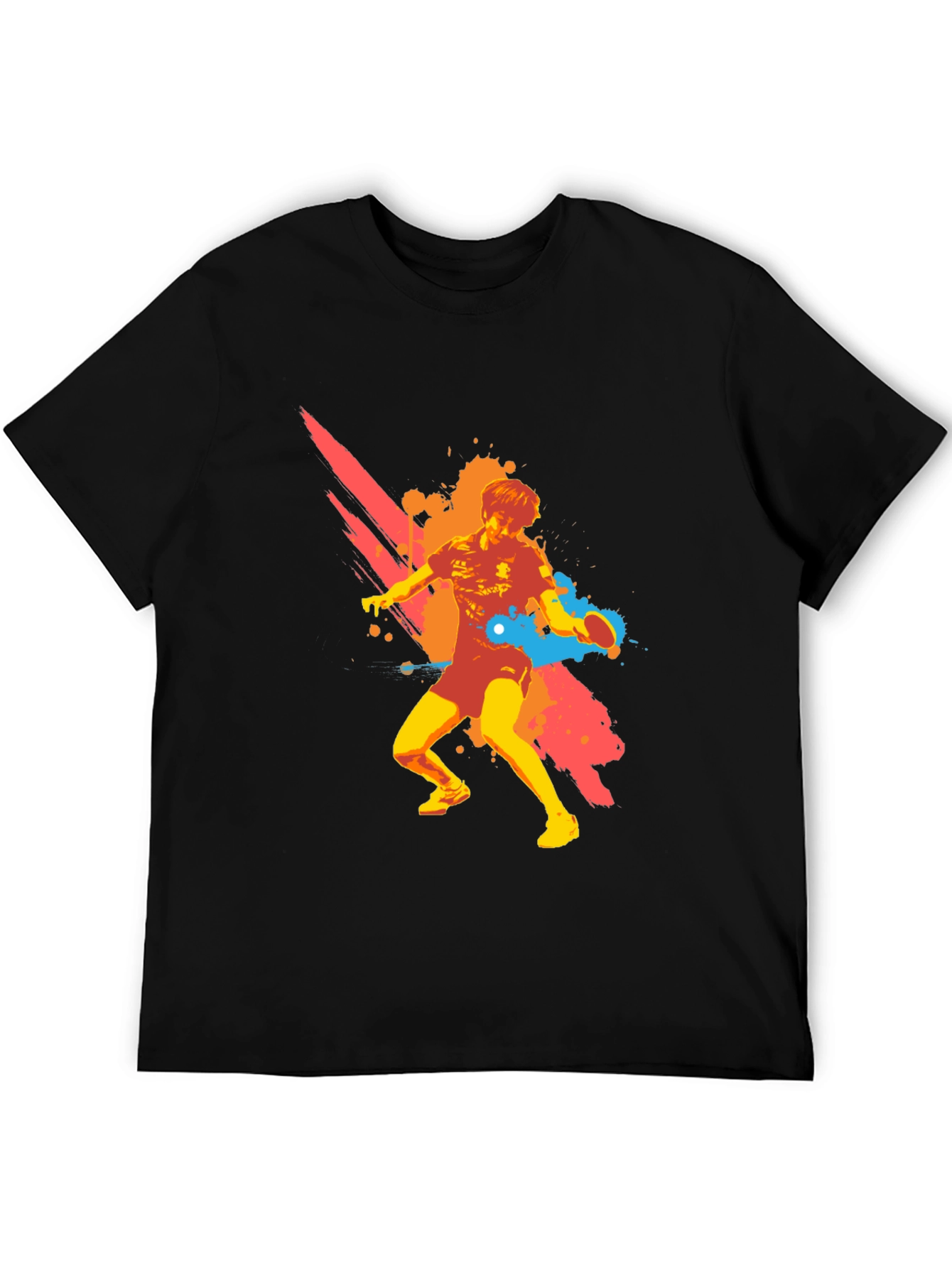 Graphic Ping Pong Player Black T-Shirt