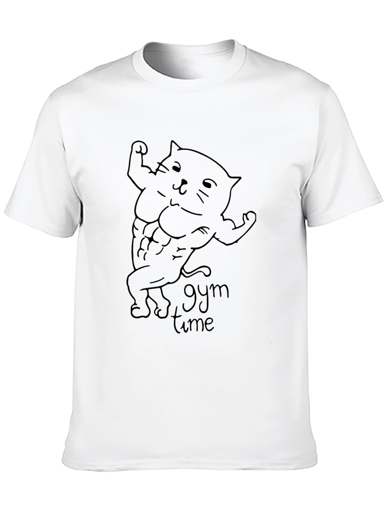 Gym Time Cat Graphic Tee - Black