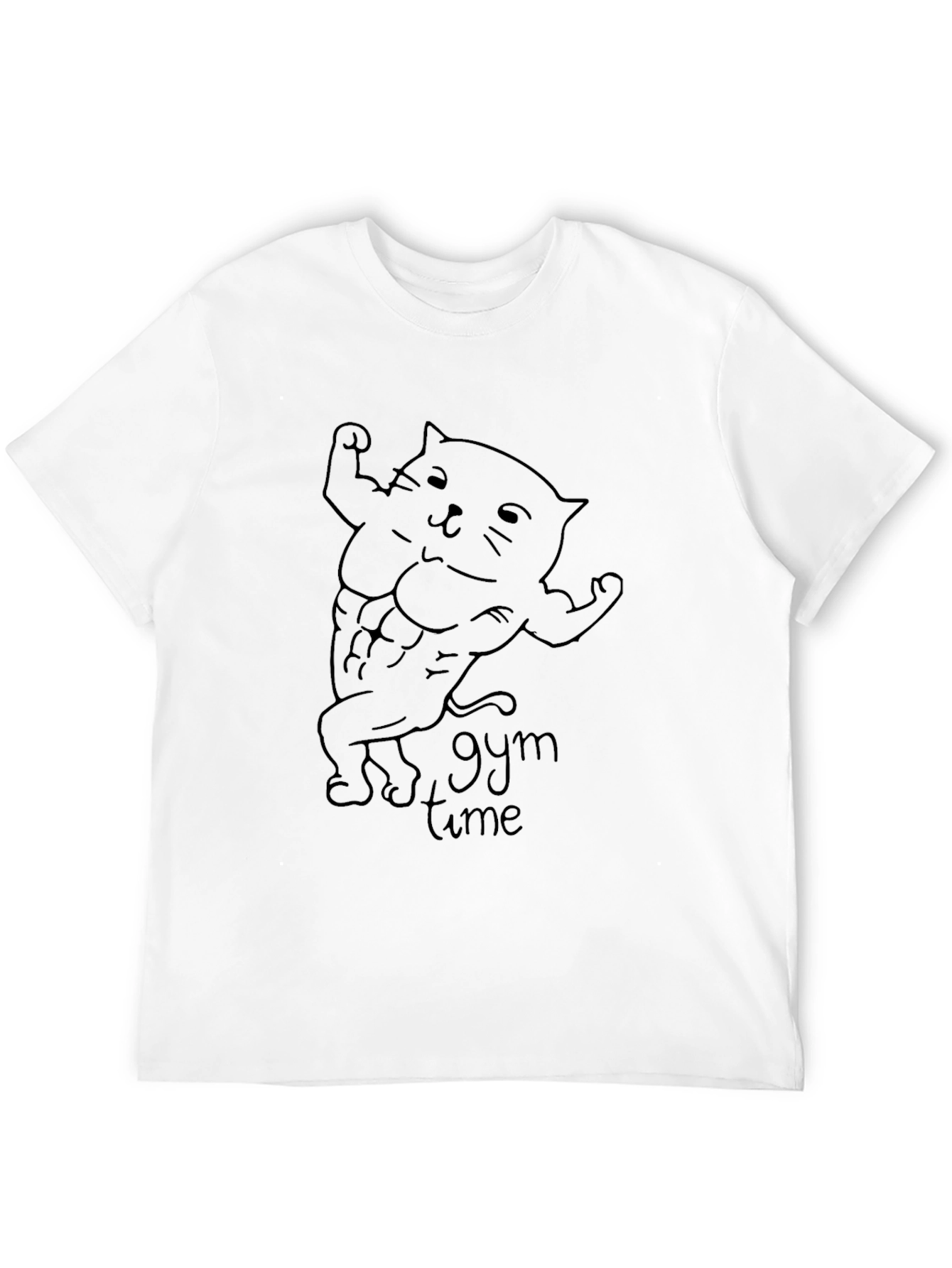 Gym Time Cat Graphic Tee - Black