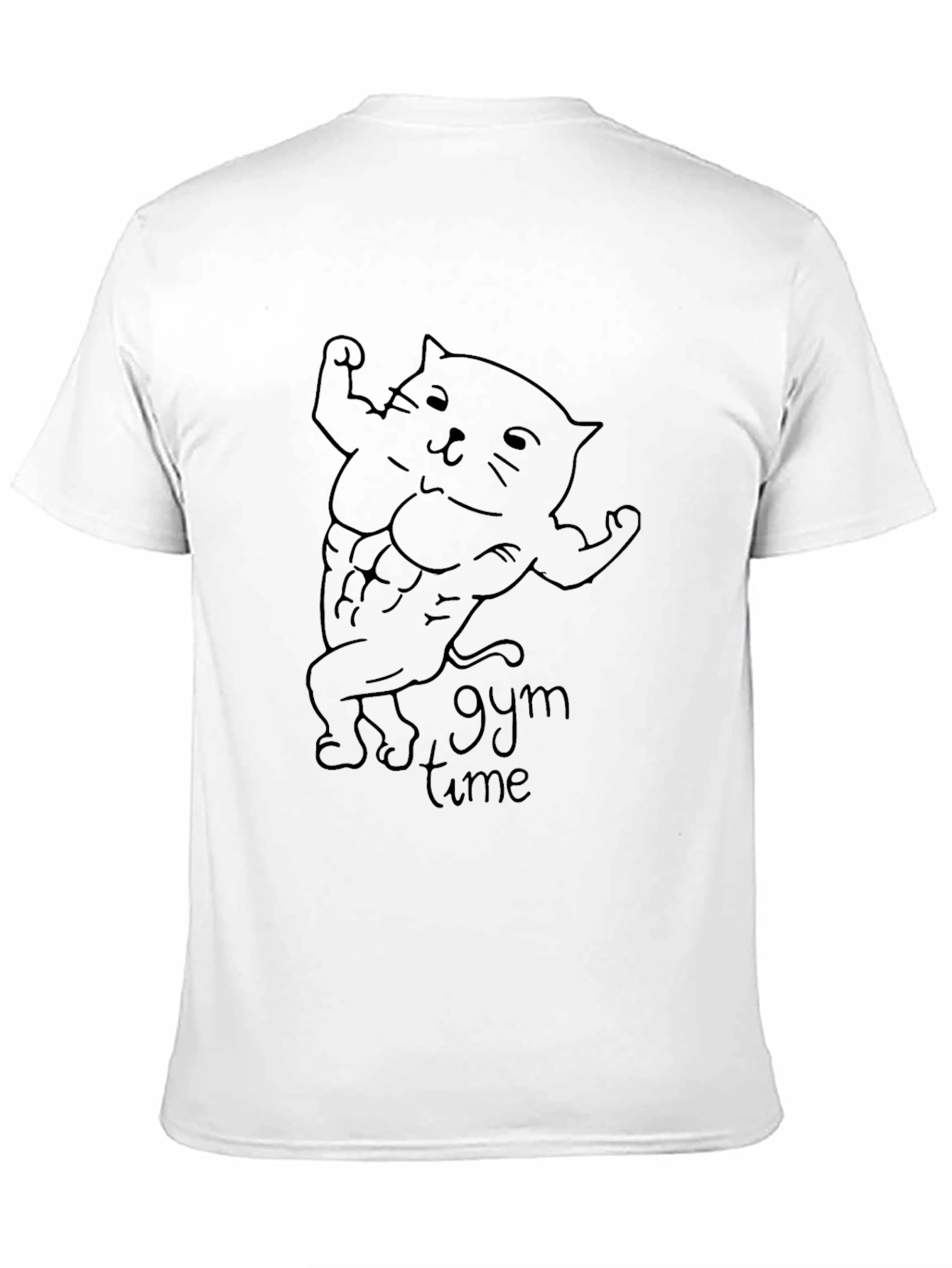 Gym Time Cat Graphic Tee - Black