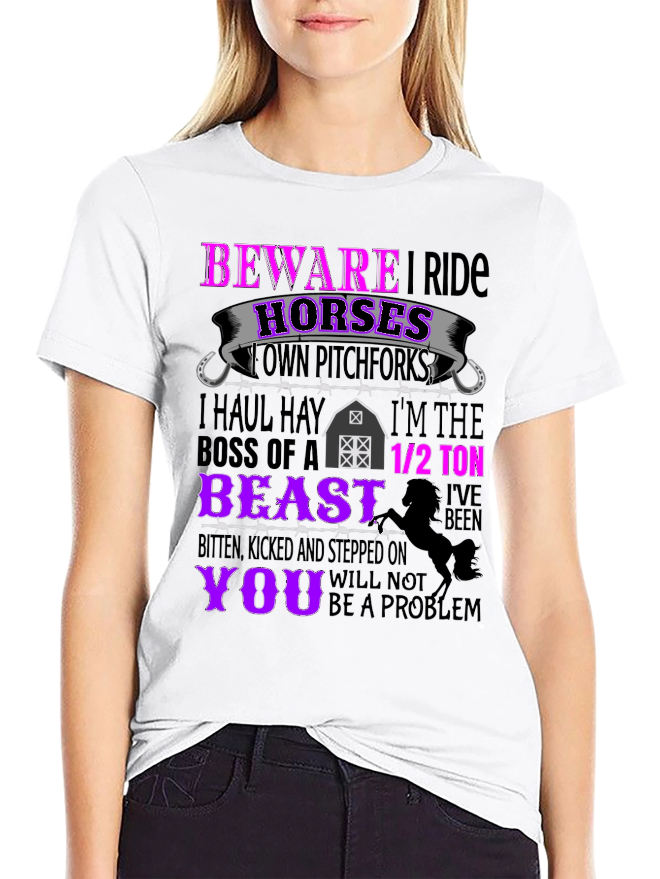Beware I Ride Horses Graphic Tee