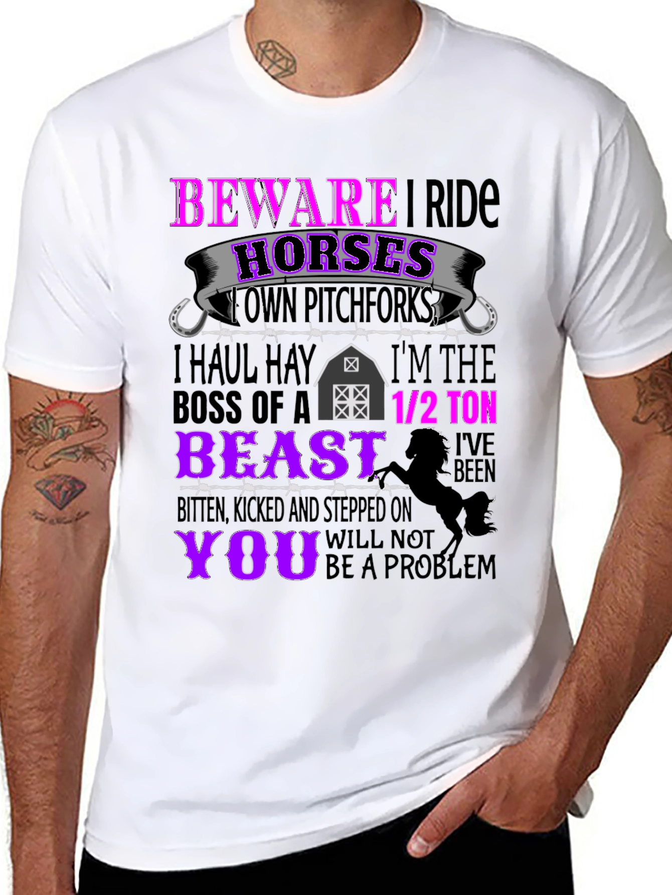 Beware I Ride Horses Graphic Tee