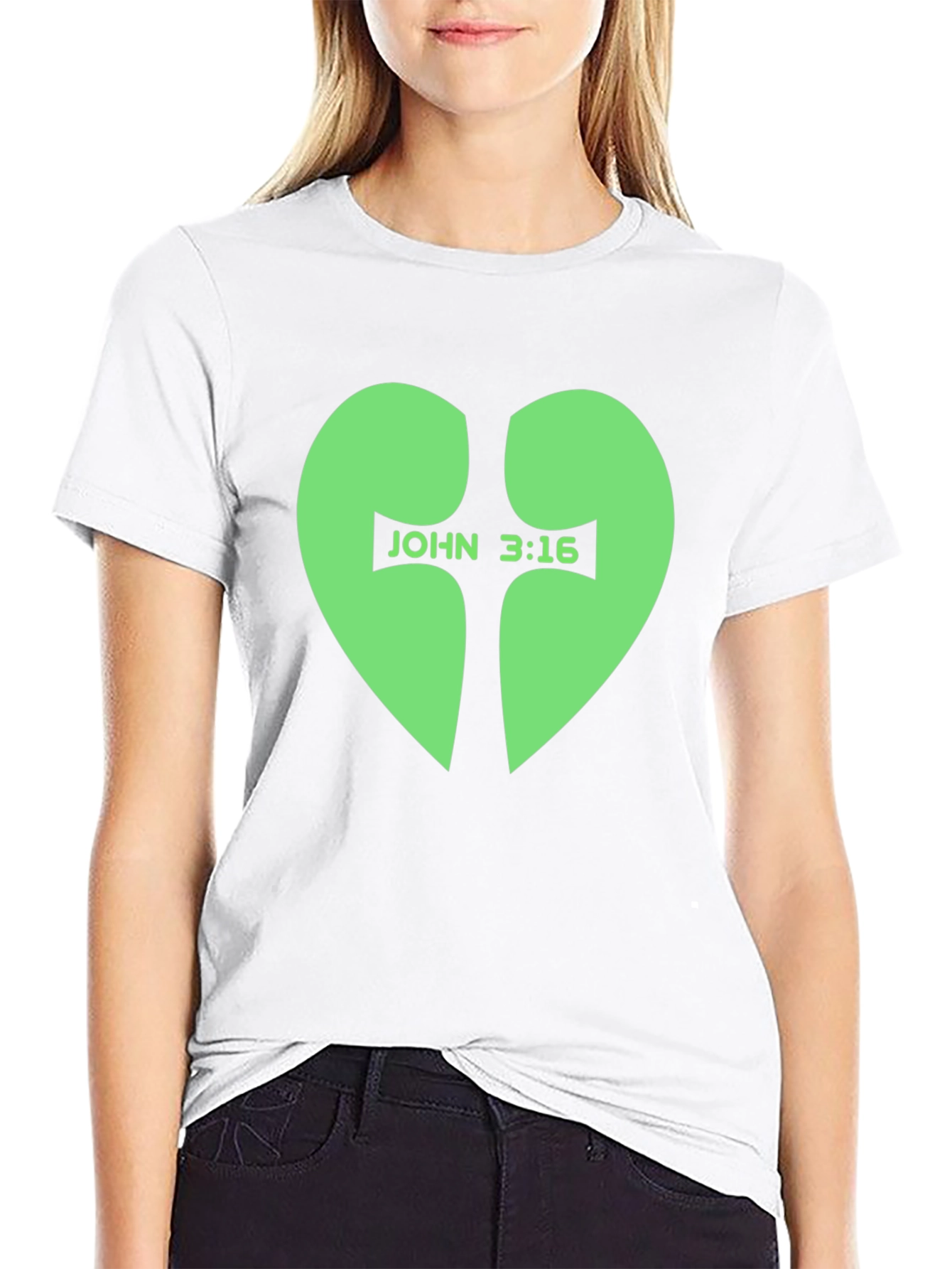 John 3:16 Heart Cross T-Shirt - Black