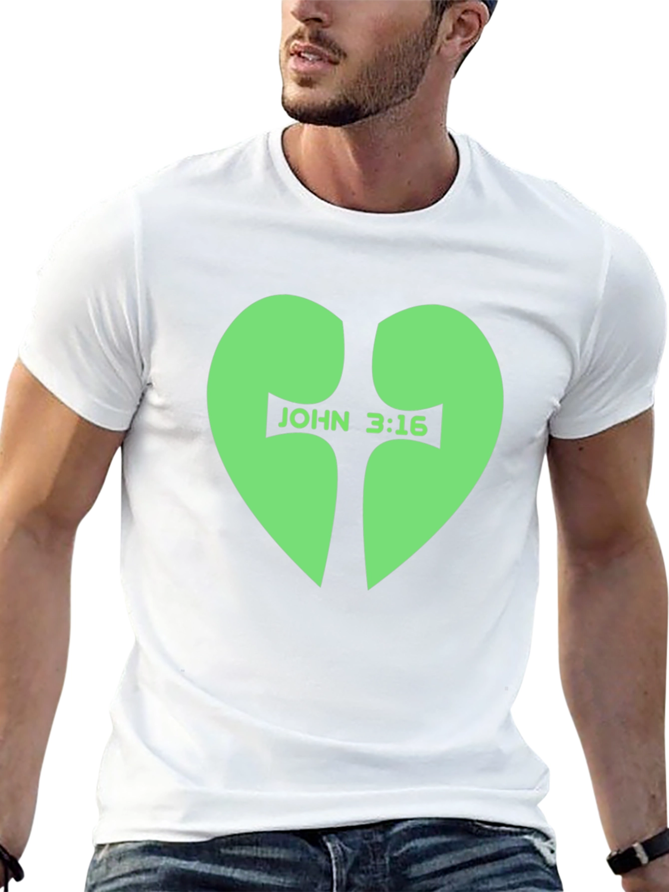 John 3:16 Heart Cross T-Shirt - Black