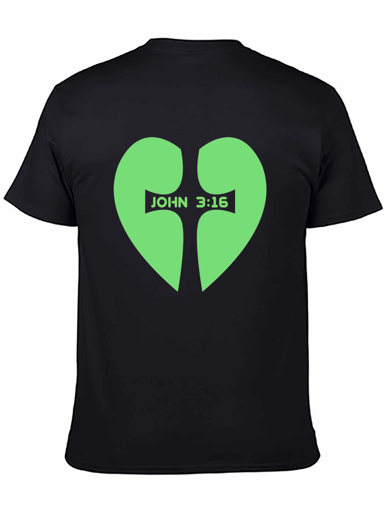 John 3:16 Heart Cross T-Shirt - Black