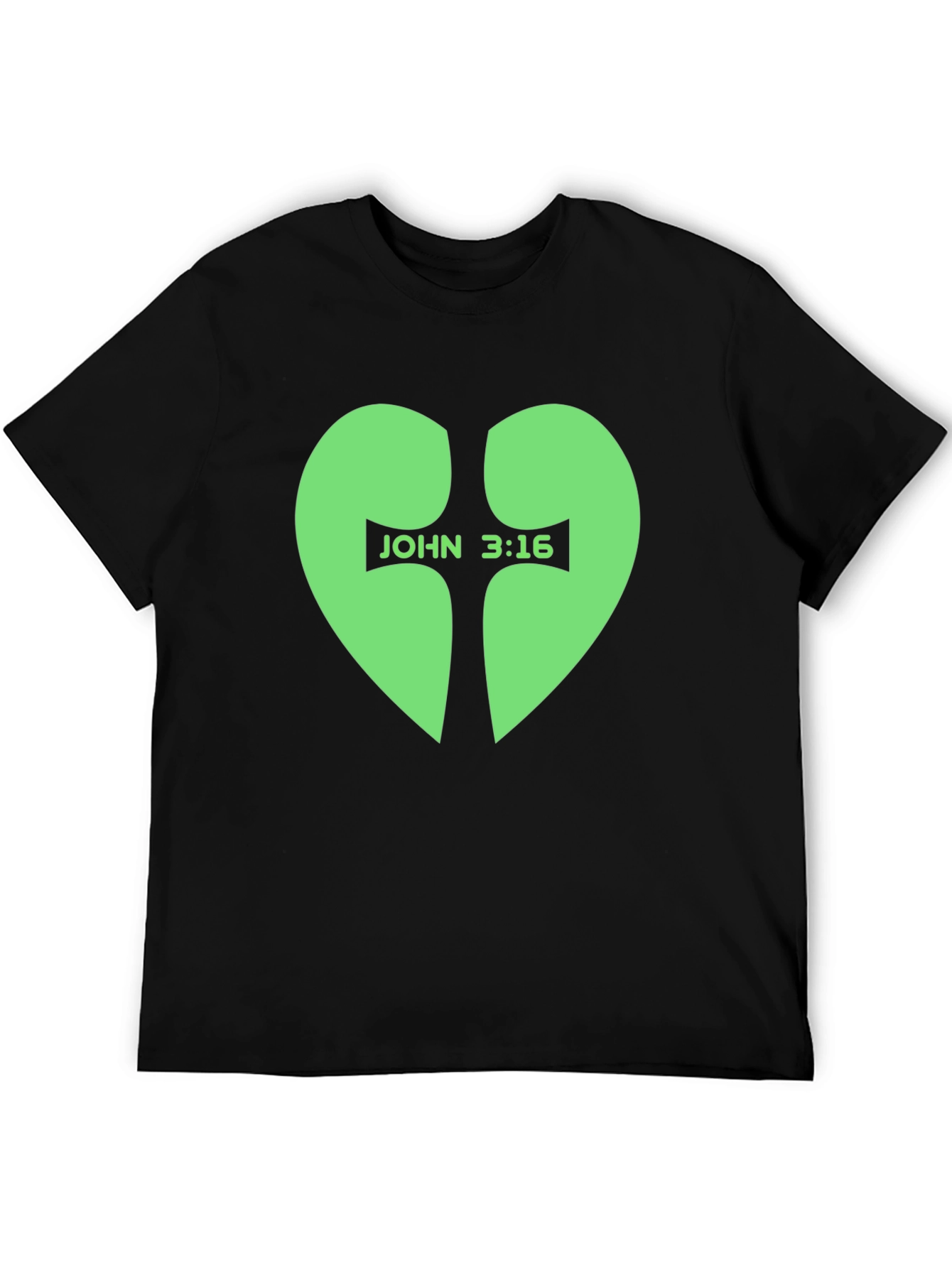 John 3:16 Heart Cross T-Shirt - Black