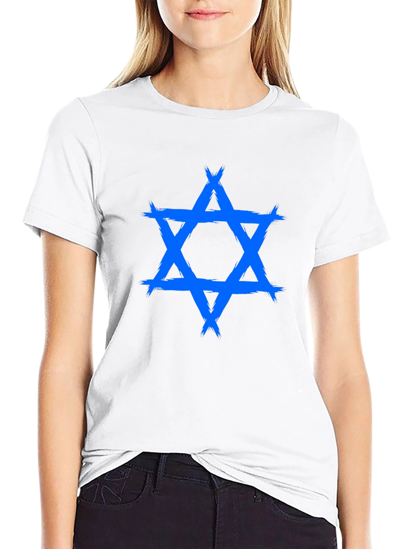 Blue Star of David Graphic T-Shirt - Casual Wear
