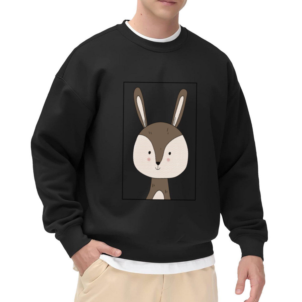 Cartoon Rabbit Graphic - Crewneck Sweatshirt | Rabbit Lover, Rabbit Gift, Animal Design Gift